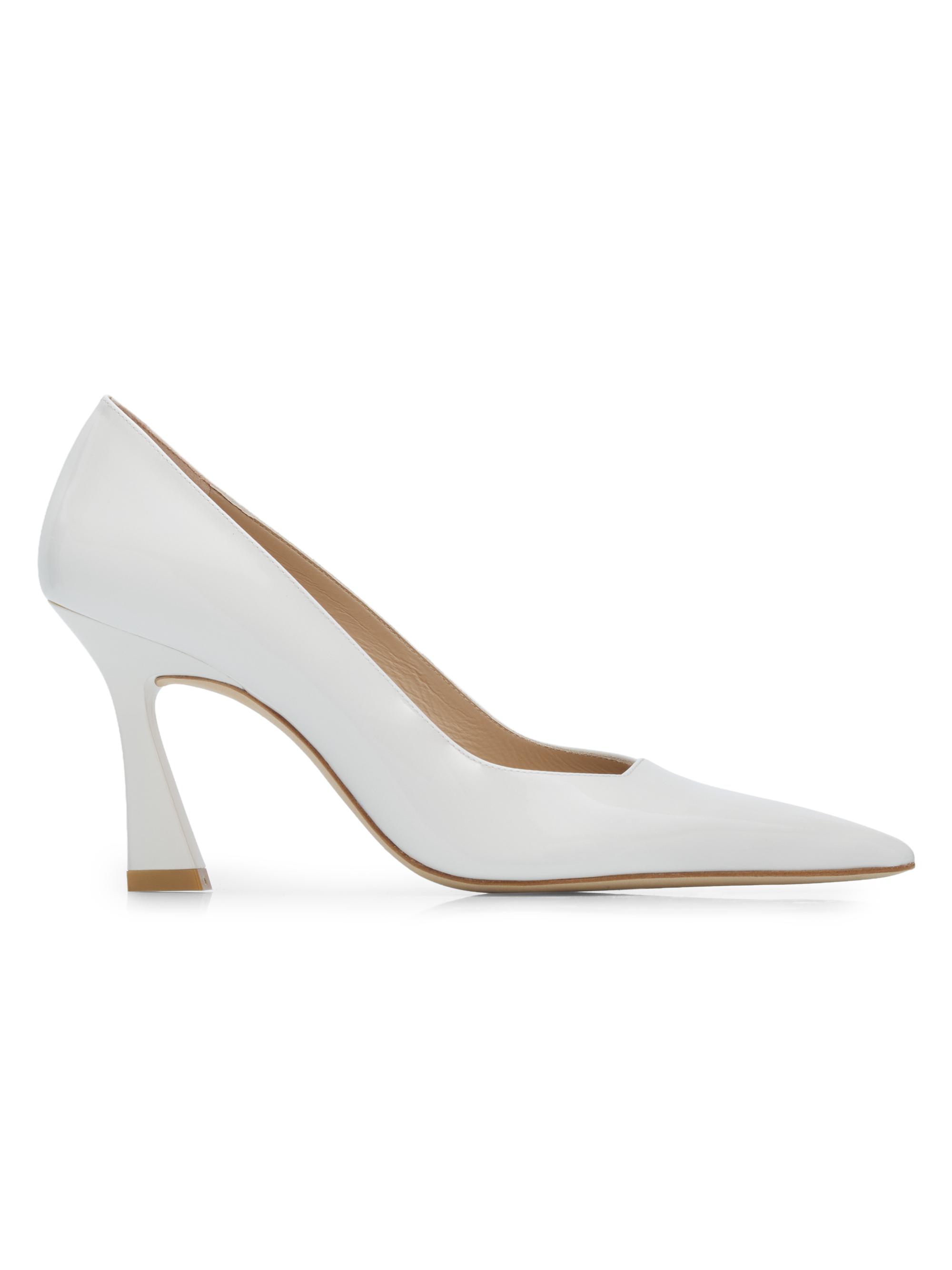 Stuart Weitzman Women's Vinnie 85MM Patent Leather Pumps - White Patent | Thumbnail 7