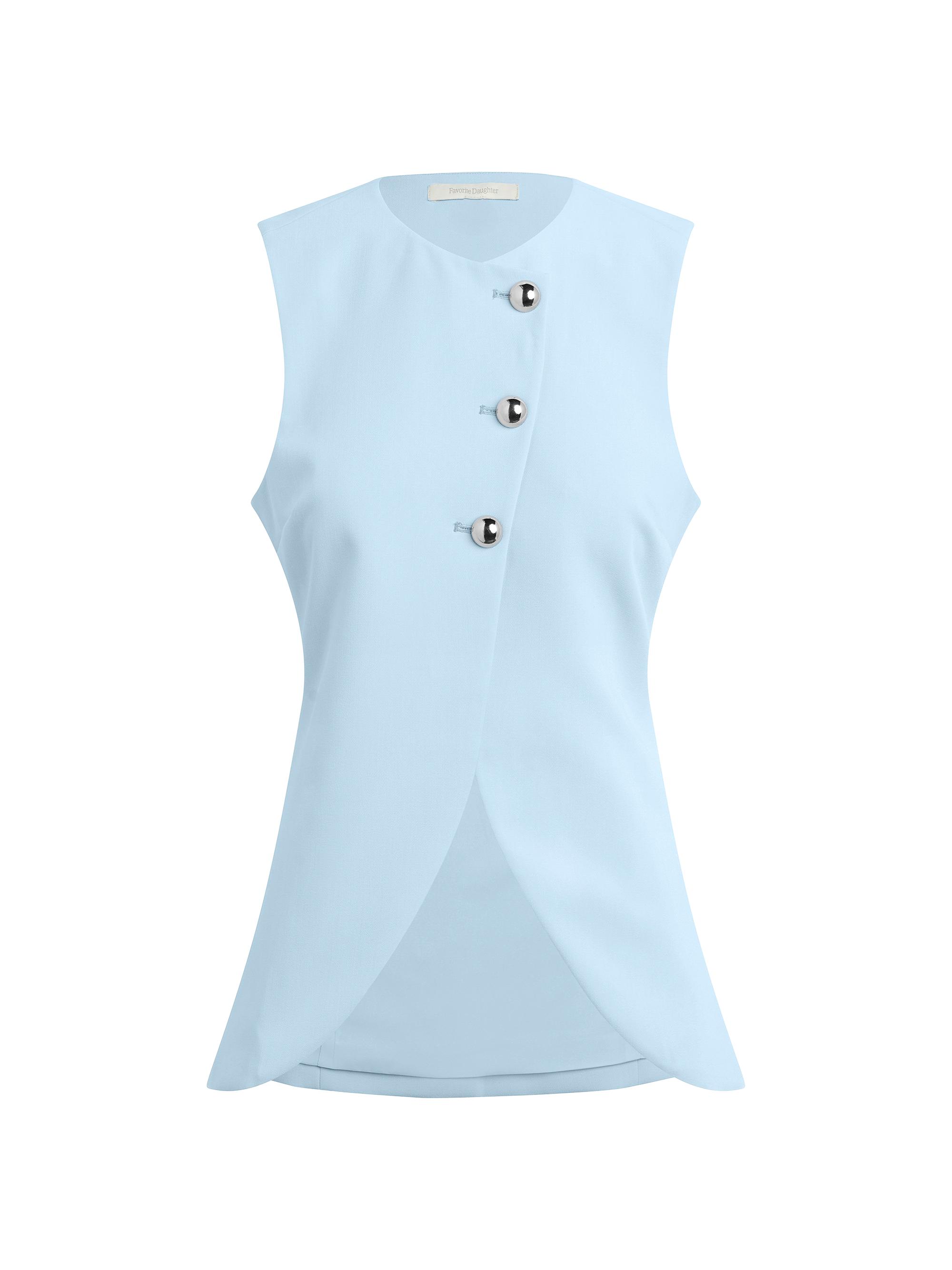 Favorite Daughter Women's The Rachel Asymmetric Vest - Sky Blue | Thumbnail 6