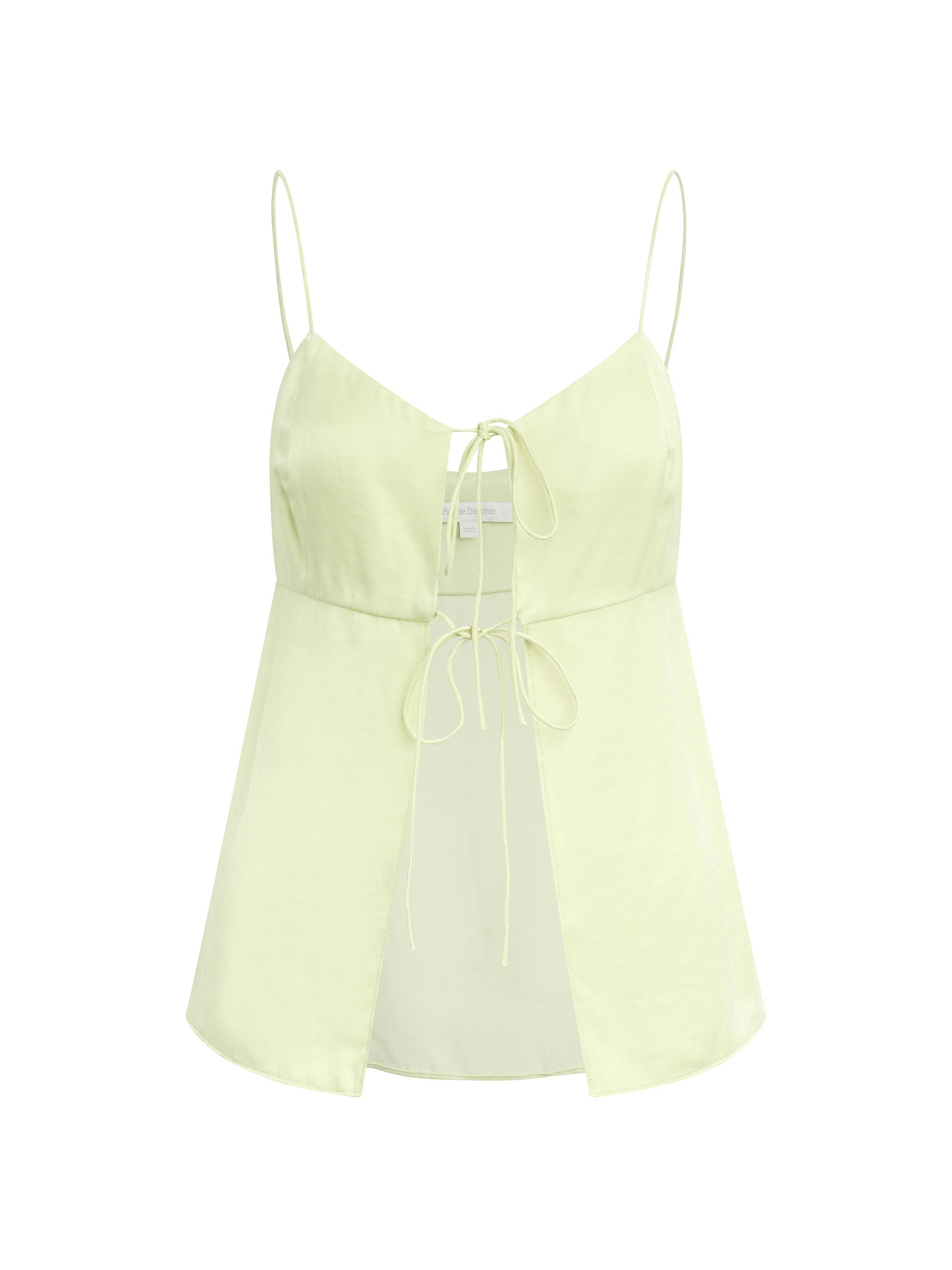 Favorite Daughter Women's Caroline Hammered-Satin Open-Front Cami - Green Tea