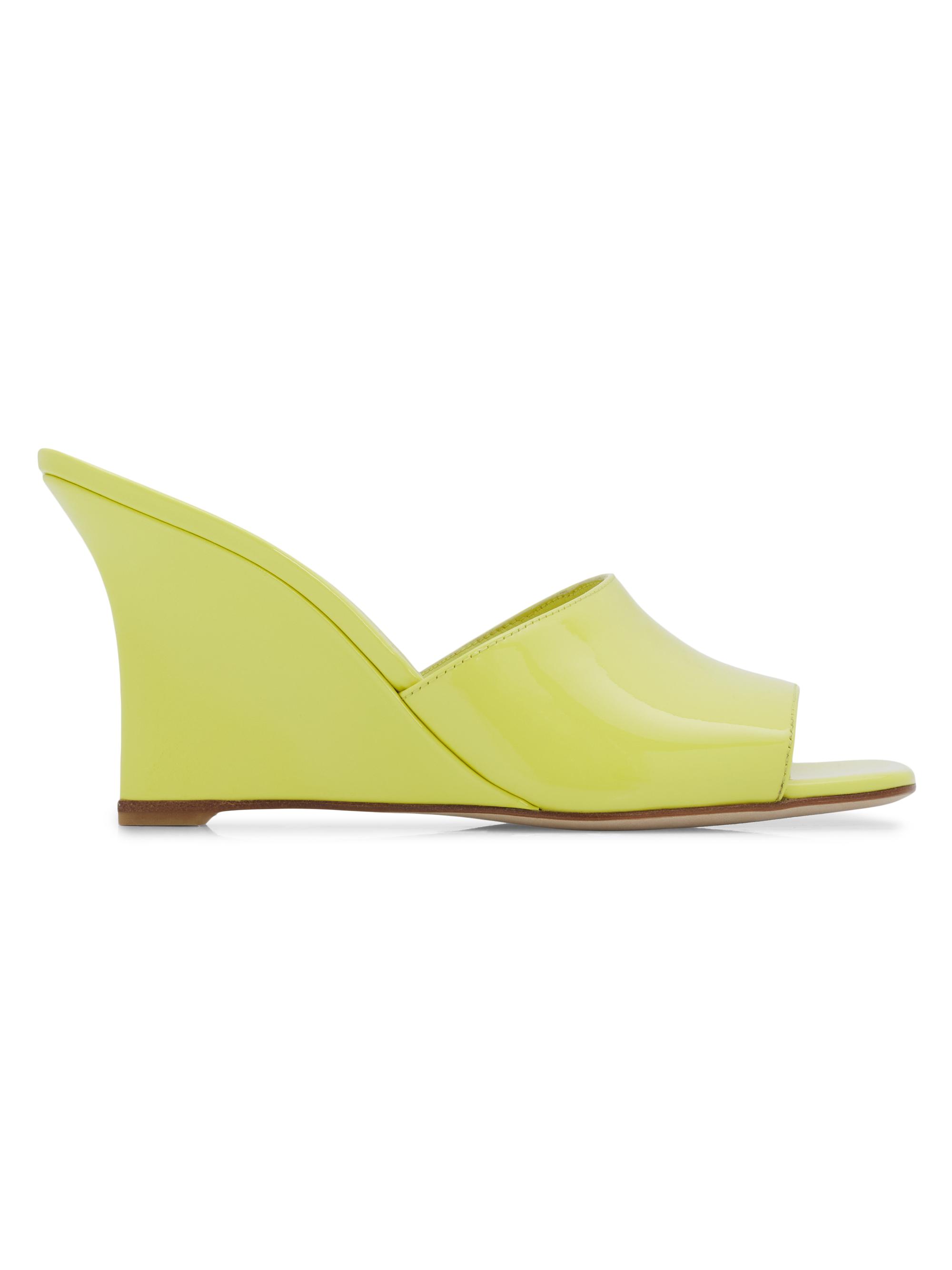 Stuart Weitzman Women's Vinnie 85MM Wedge-Heel Patent Leather Mules - Citrine