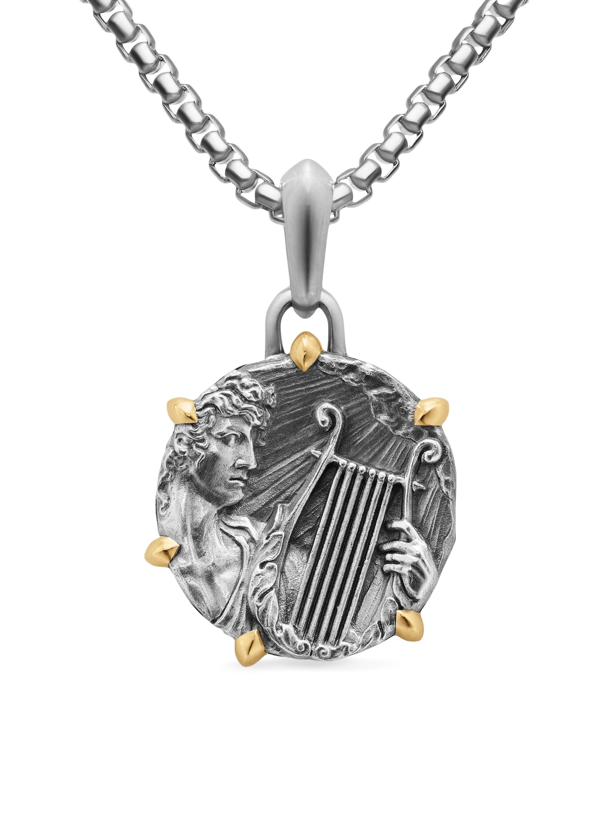David Yurman Men's Apollo Amulet in Sterling Silver with 18K Yellow Gold, 26.4MM - Silver