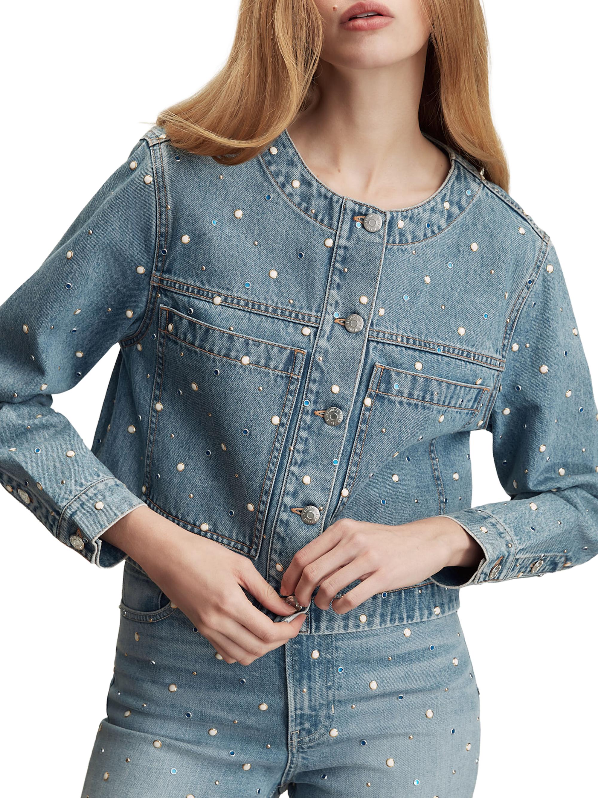 Veronica Beard Lowry Bezel Stud Denim Jacket | Saks Fifth Avenue
