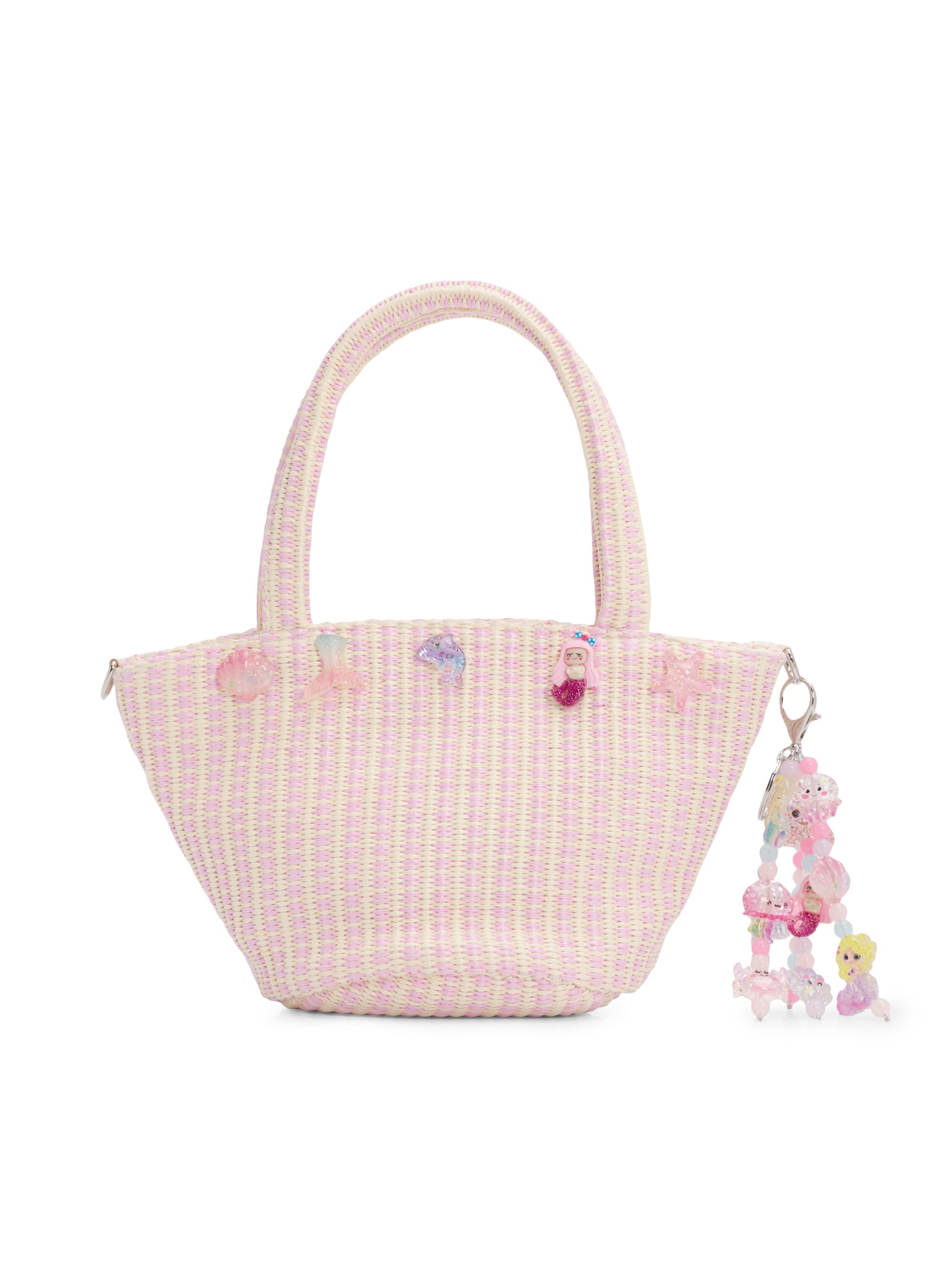 Bari Lynn Girl's Mermaid Woven Tote Bag - Pink