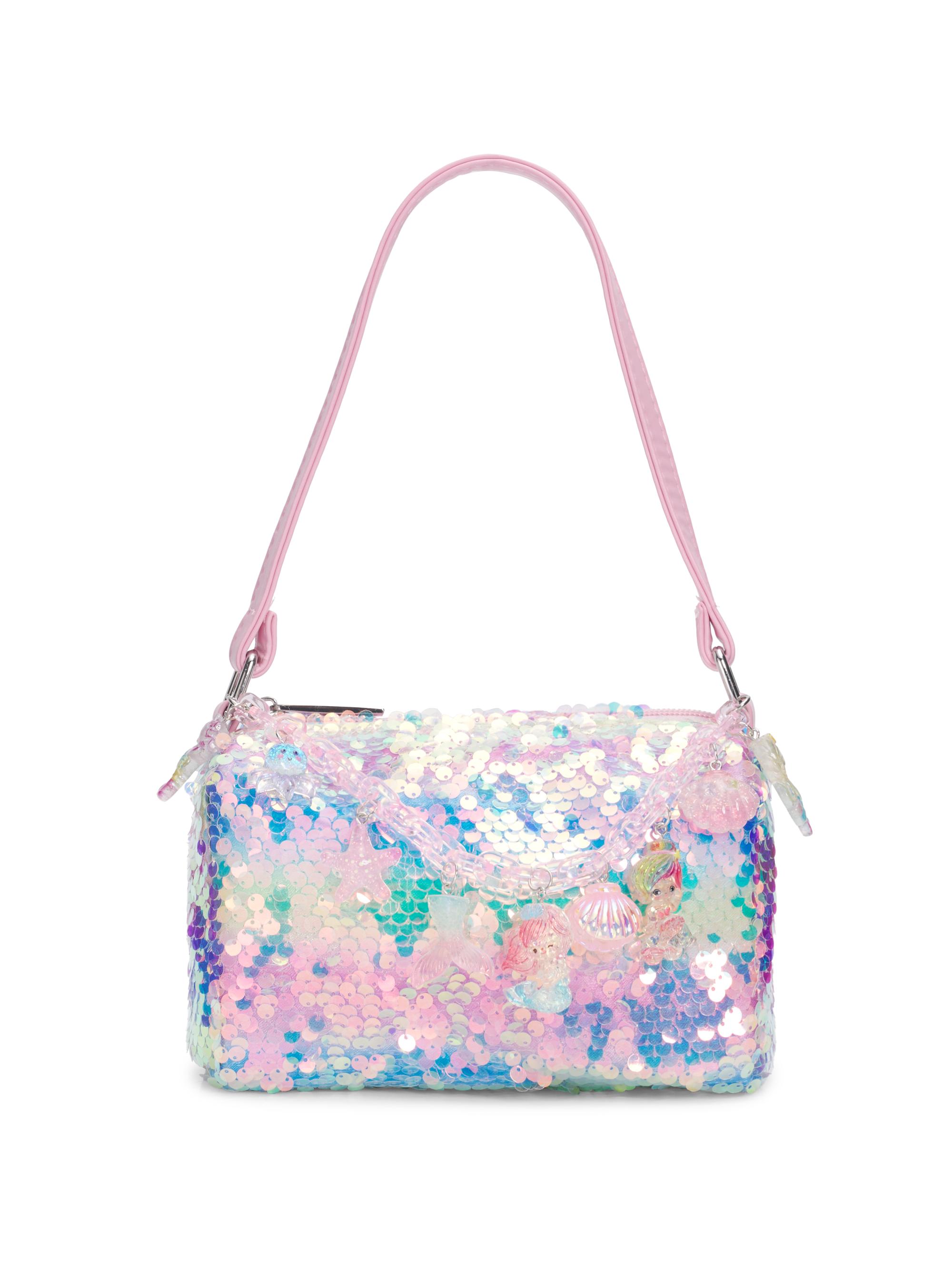 Bari Lynn Girl's Sequined Mermaid Charm Handbag