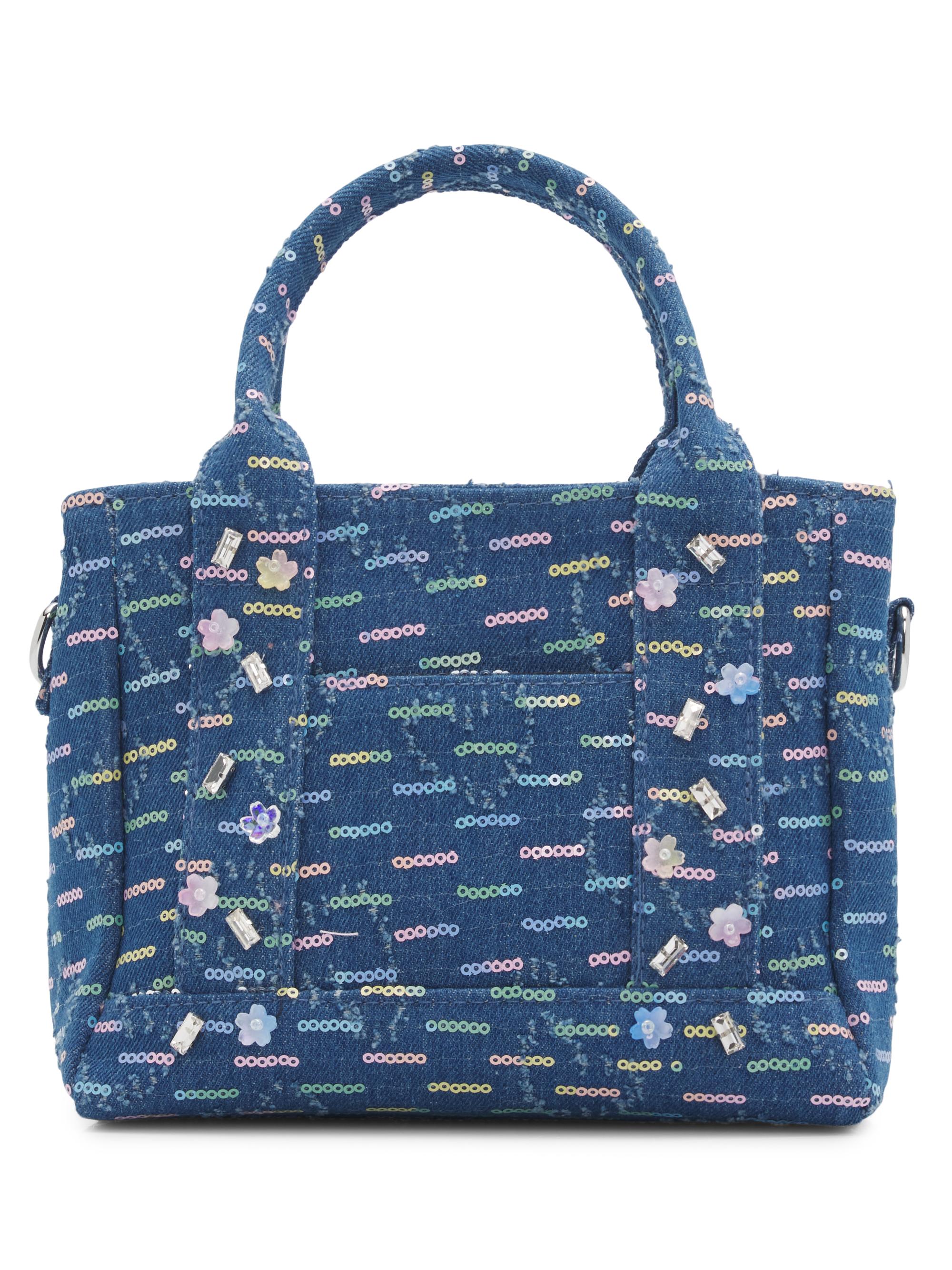 Bari Lynn Girl's Embellished Denim Tote Bag - Blue