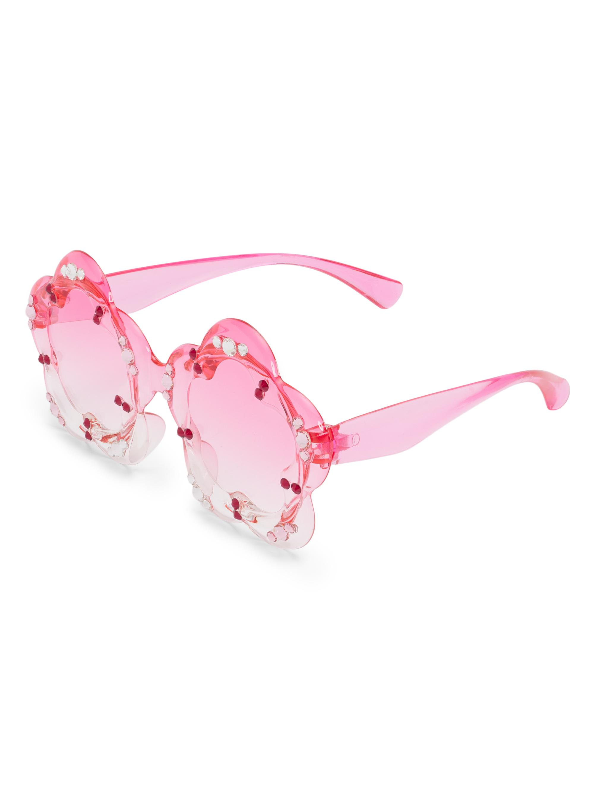 Bari Lynn Girl's Crystal Flower Sunglasses - Red