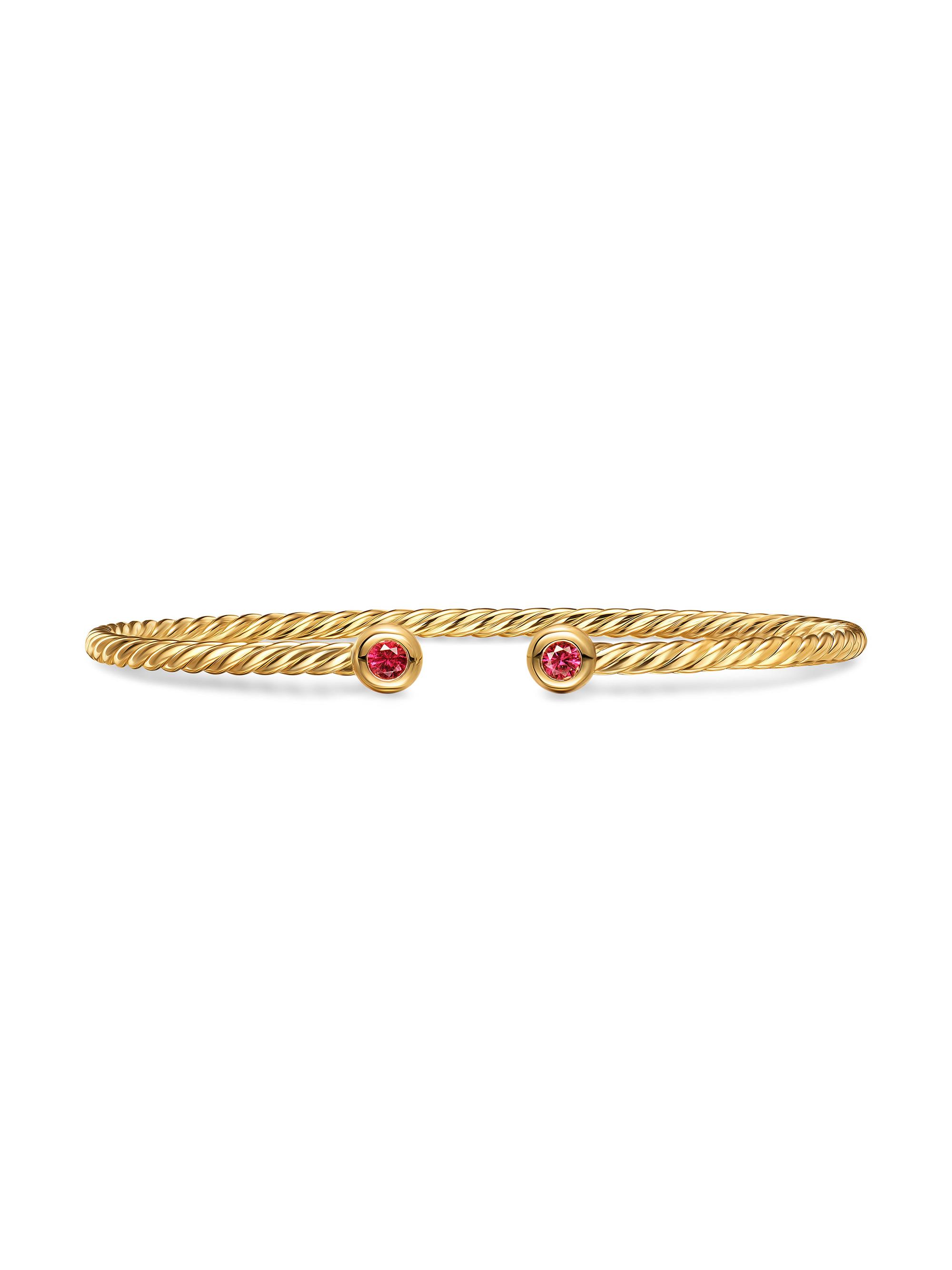 David Yurman Women's Micro Cablespira Flex Round Bracelet in 18K Yellow Gold - Ruby
