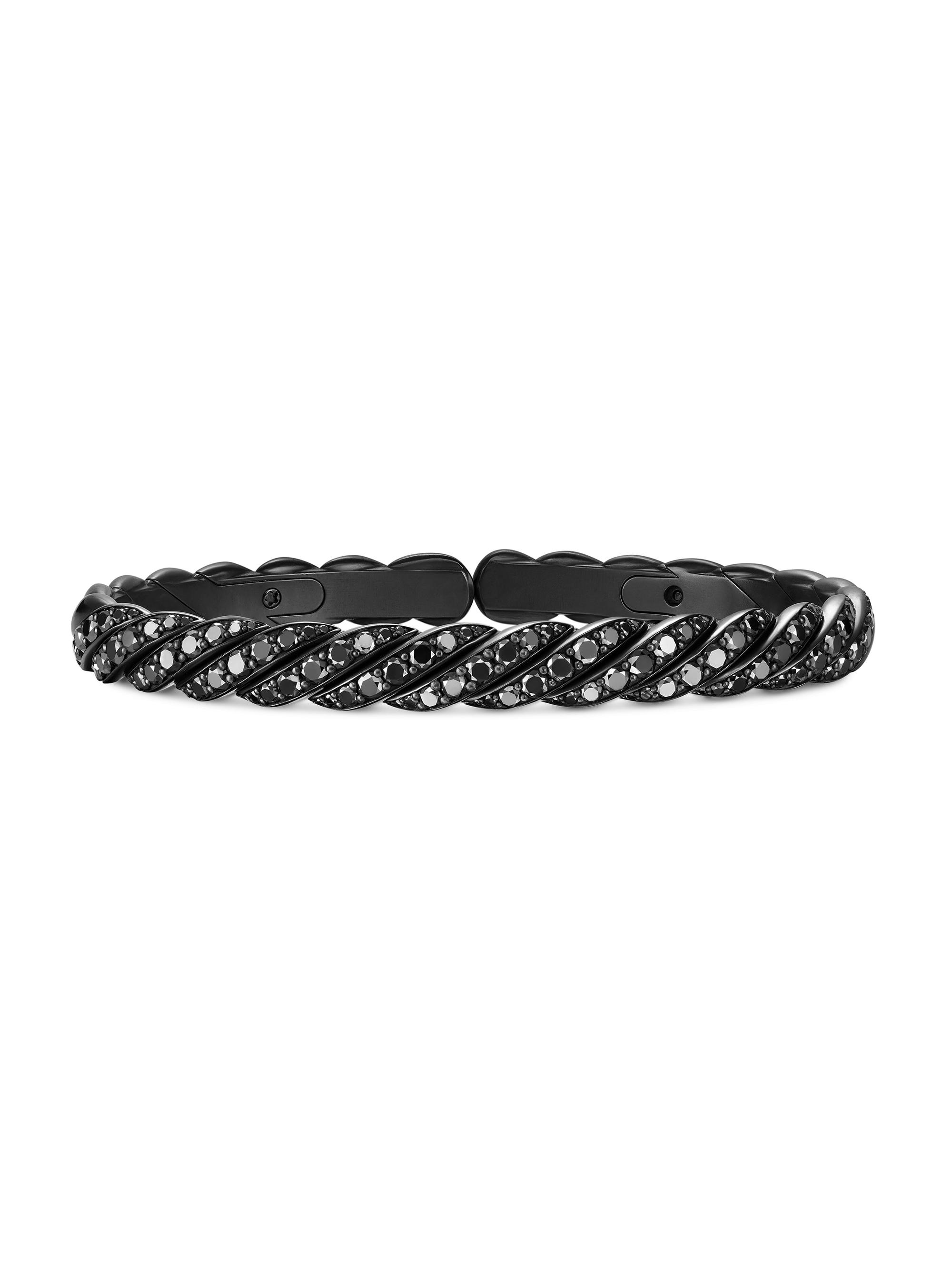 David Yurman Men's Sculpted Cable Pavé Flex Bracelet in Black Titanium - Black Diamond