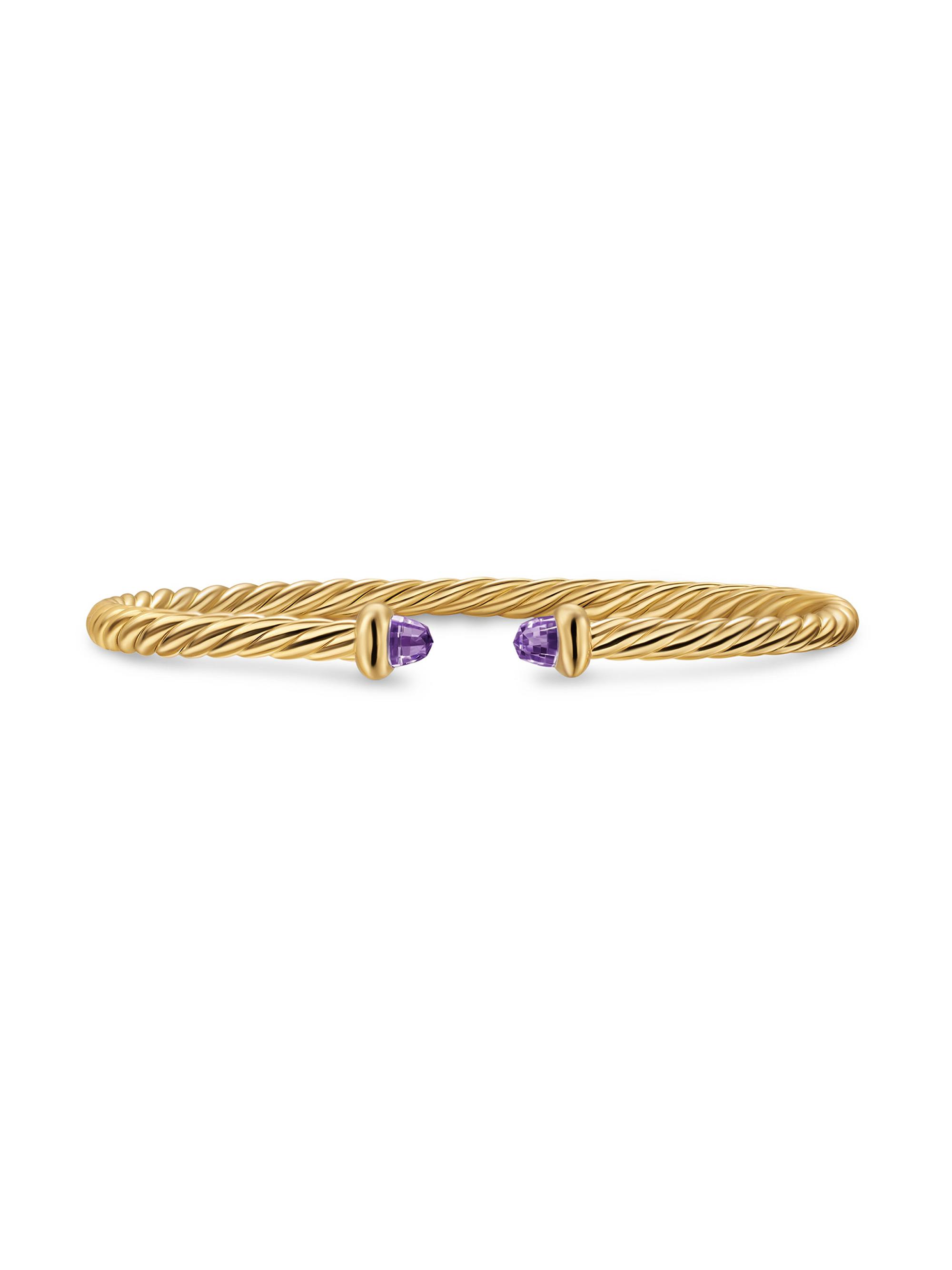 David Yurman Women's Micro Cablespira Flex Teen Bracelet in 18K Yellow Gold - Amethyst