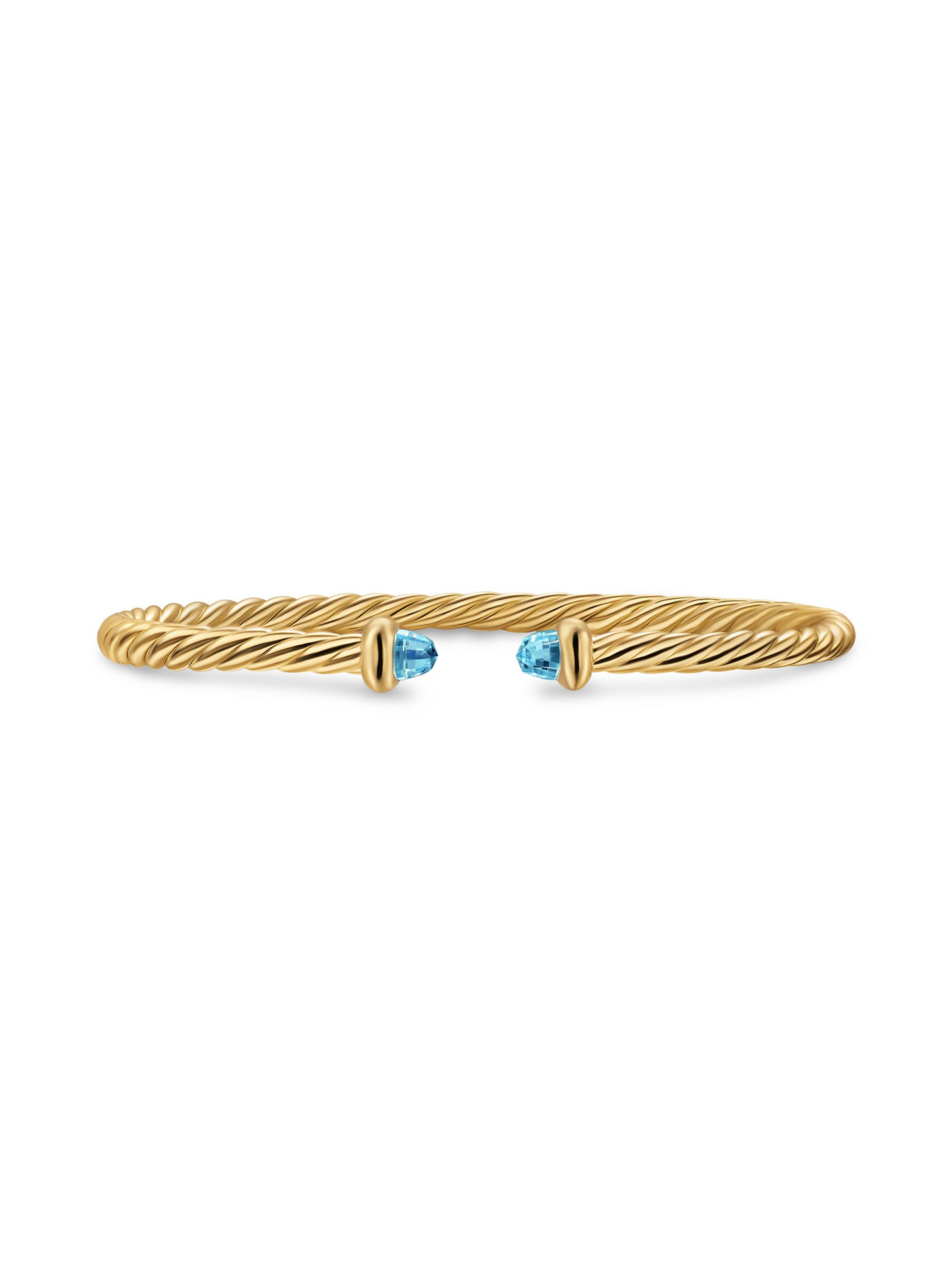 David Yurman Women's Micro Cablespira Flex Teen Bracelet in 18K Yellow Gold - Blue Topaz