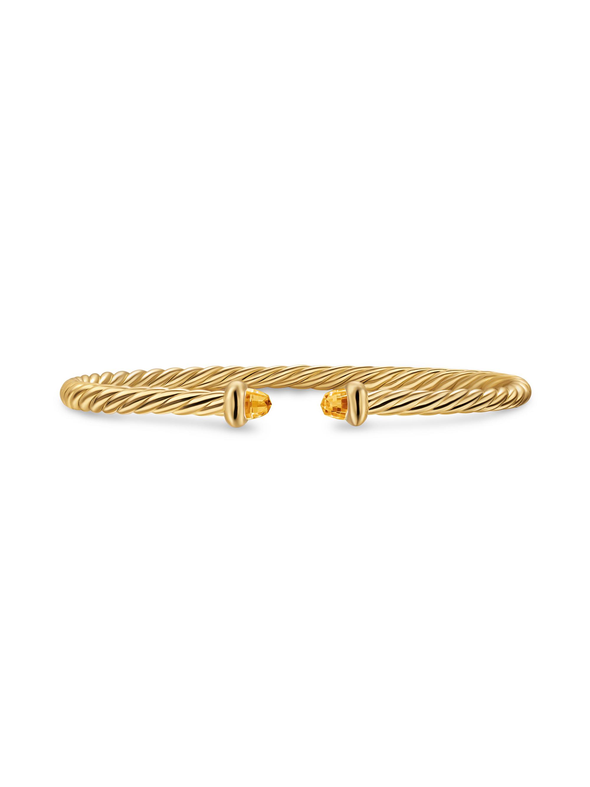 David Yurman Women's Micro Cablespira Flex Teen Bracelet in 18K Yellow Gold - Citrine