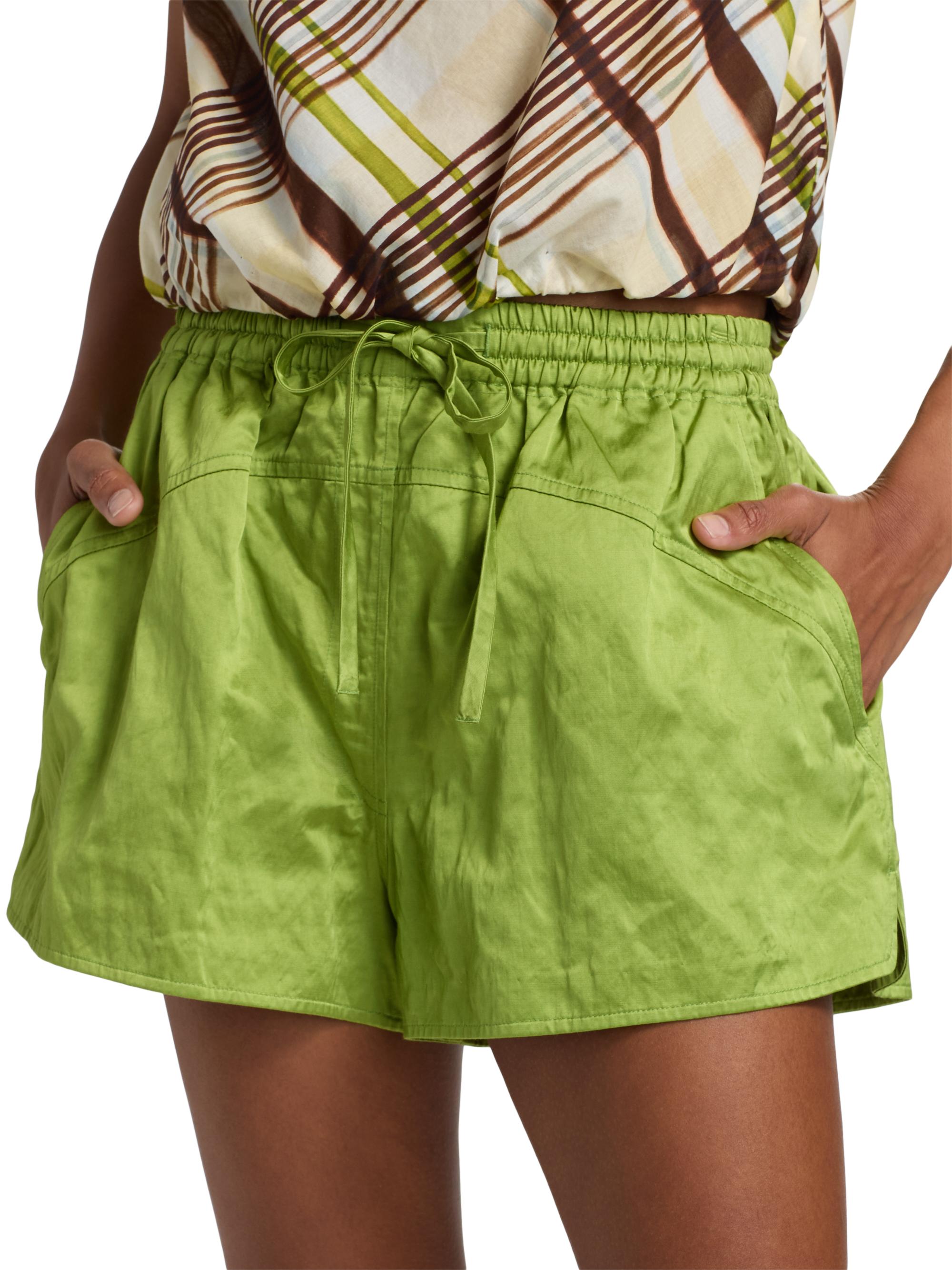 A.L.C. Women's Camden High-Rise Shorts - Meadow Green | Thumbnail 6