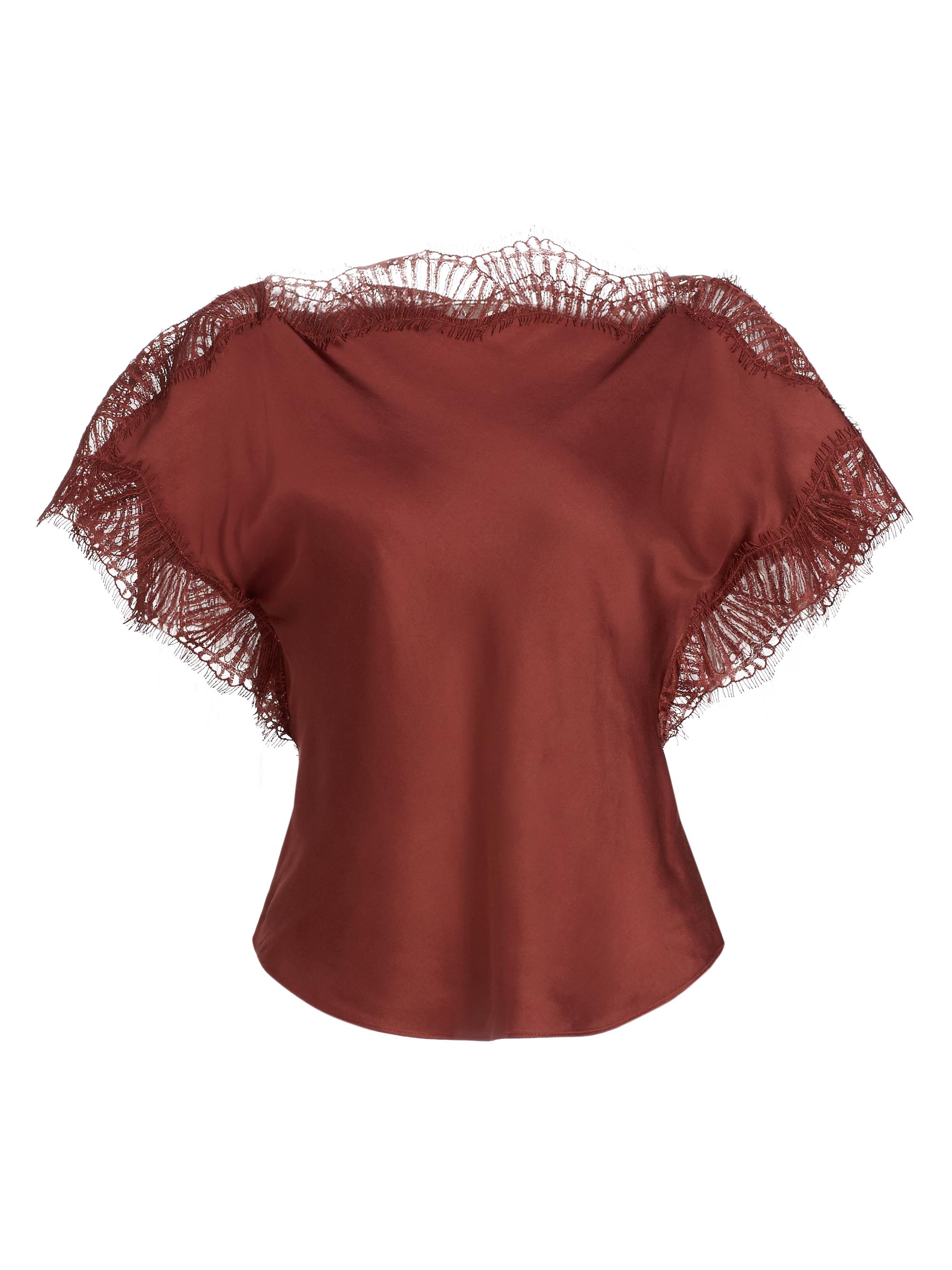 A.L.C. Women's Luna Lace-Trim Satin Top - Sandalwood
