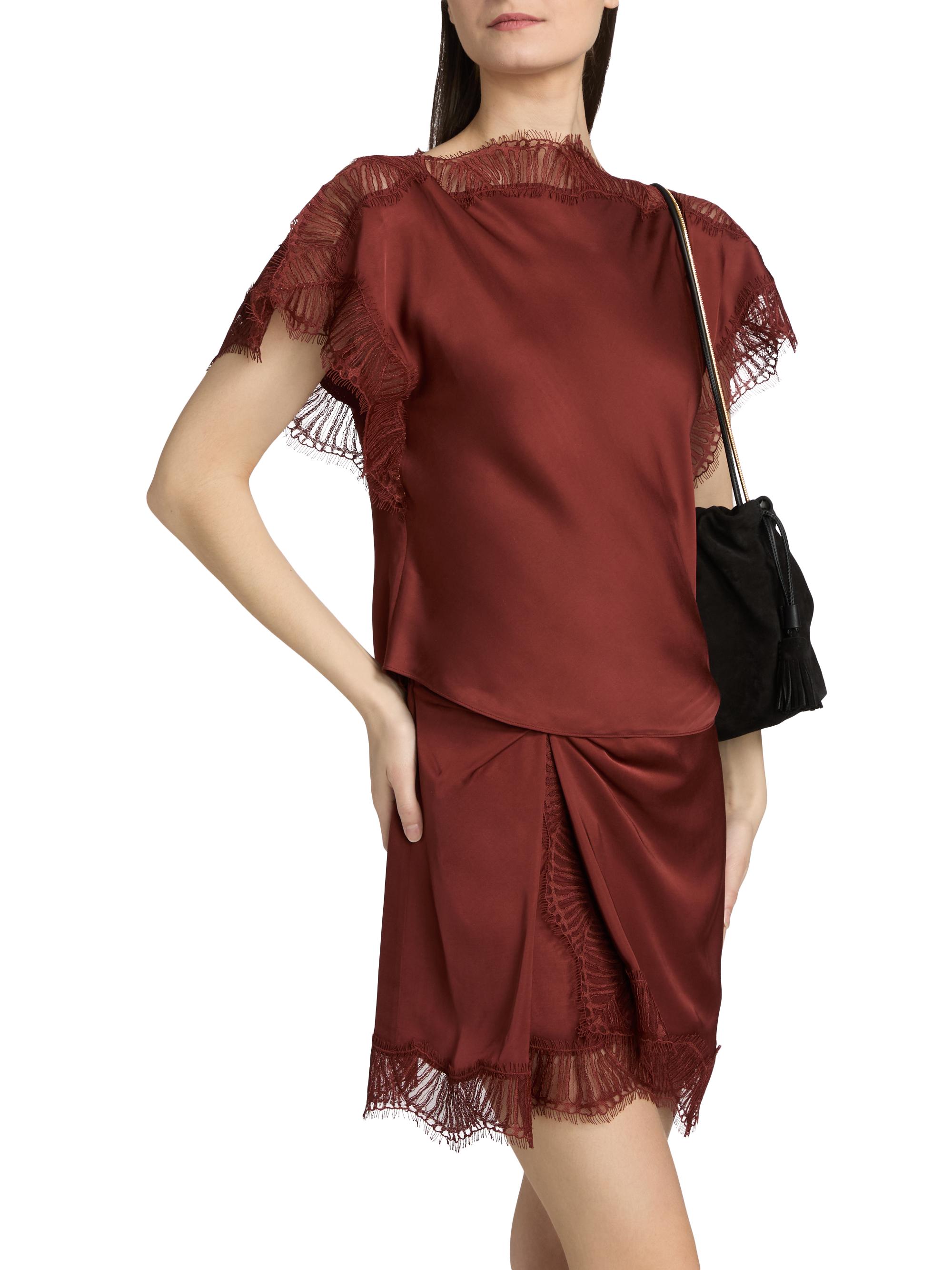 A.L.C. Women's Luna Lace-Trim Satin Top - Sandalwood | Thumbnail 4
