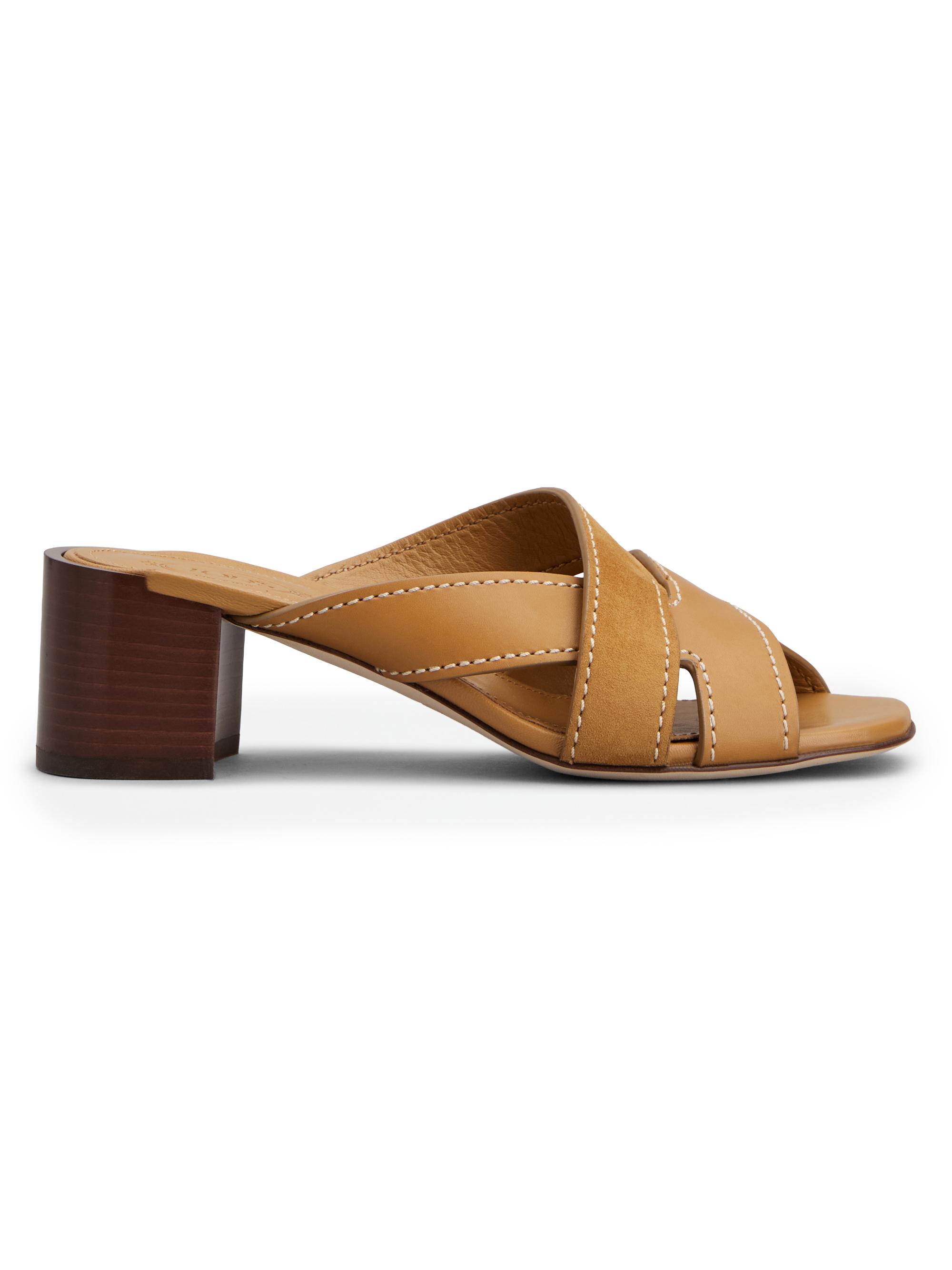 Tod's Women's 55MM Leather Block Heel Sandals - Biscotto Chiaro