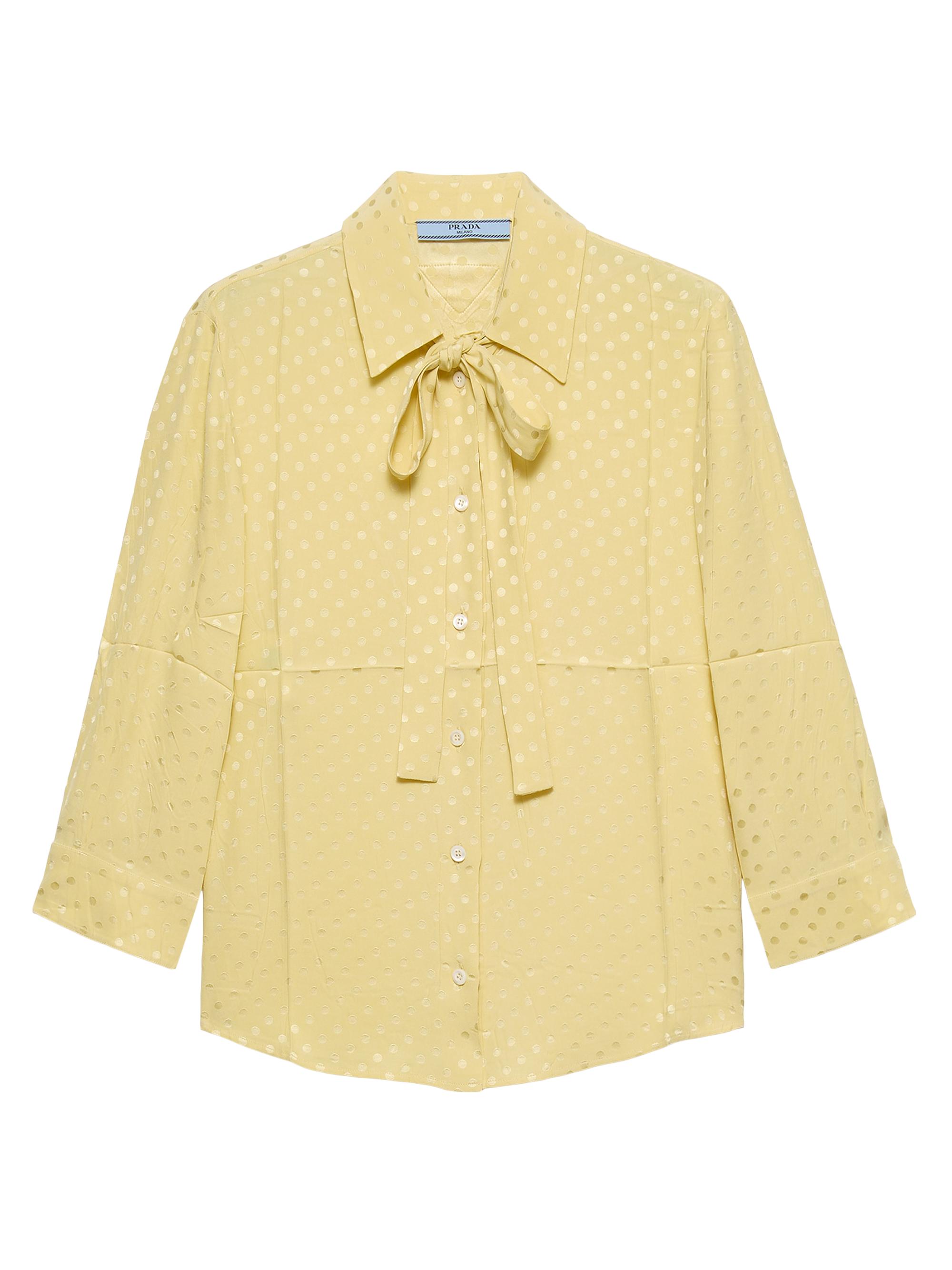 Prada Women's Polka-Dot Satin Shirt - Yellow