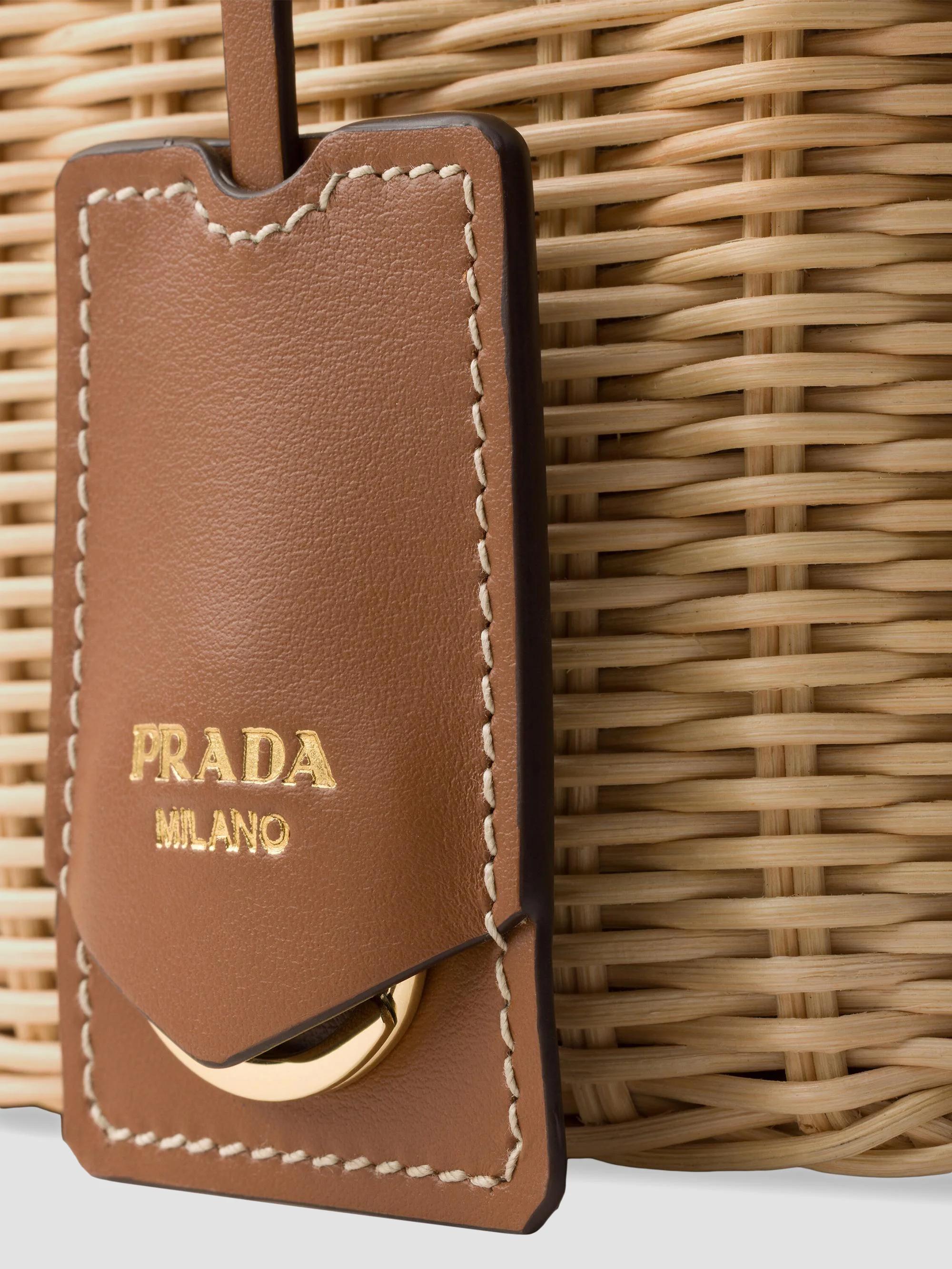 ◆タチカワ◆バーチカルブランド◆W430×H197◆O-2509BL6◆ Prada Small Wicker and Canvas Top Handle Bag | Saks Fifth Avenue