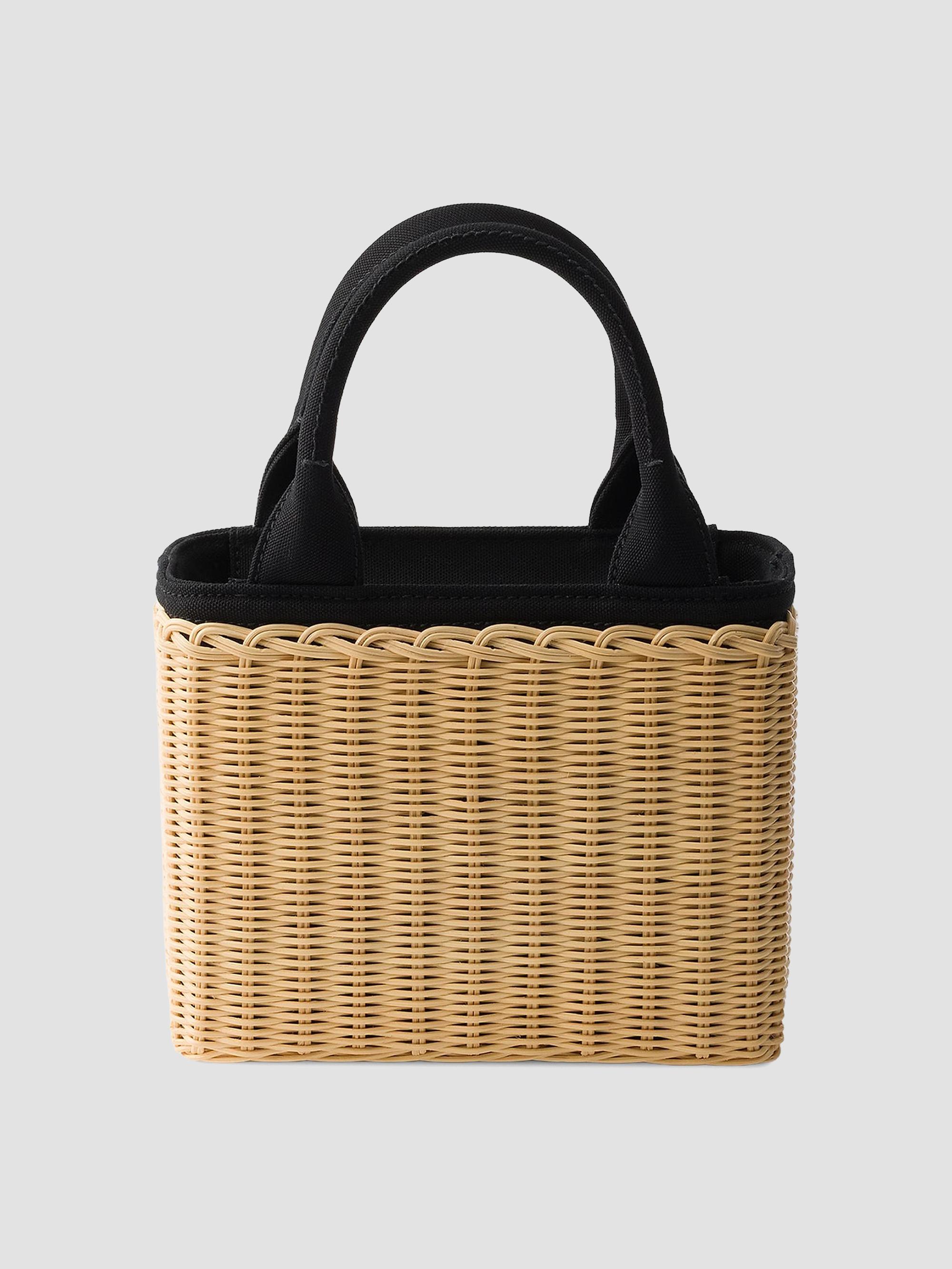 PEARL EMBROIDERY WICKER TOTE かごバッグ Prada Small Wicker and Canvas Top Handle Bag | Saks Fifth Avenue