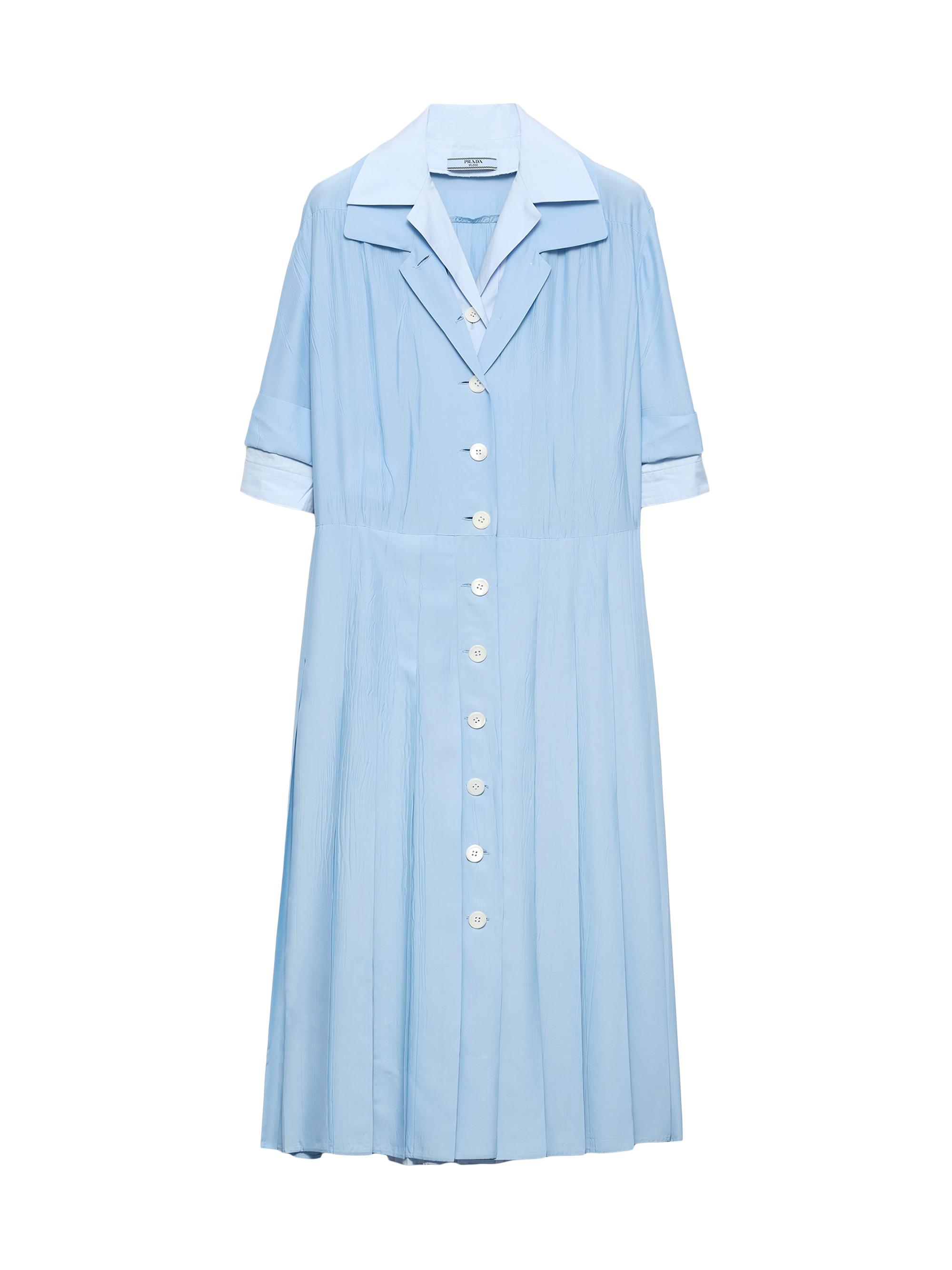 Prada Women's Pongé and Poplin Shirt Dress - Blue