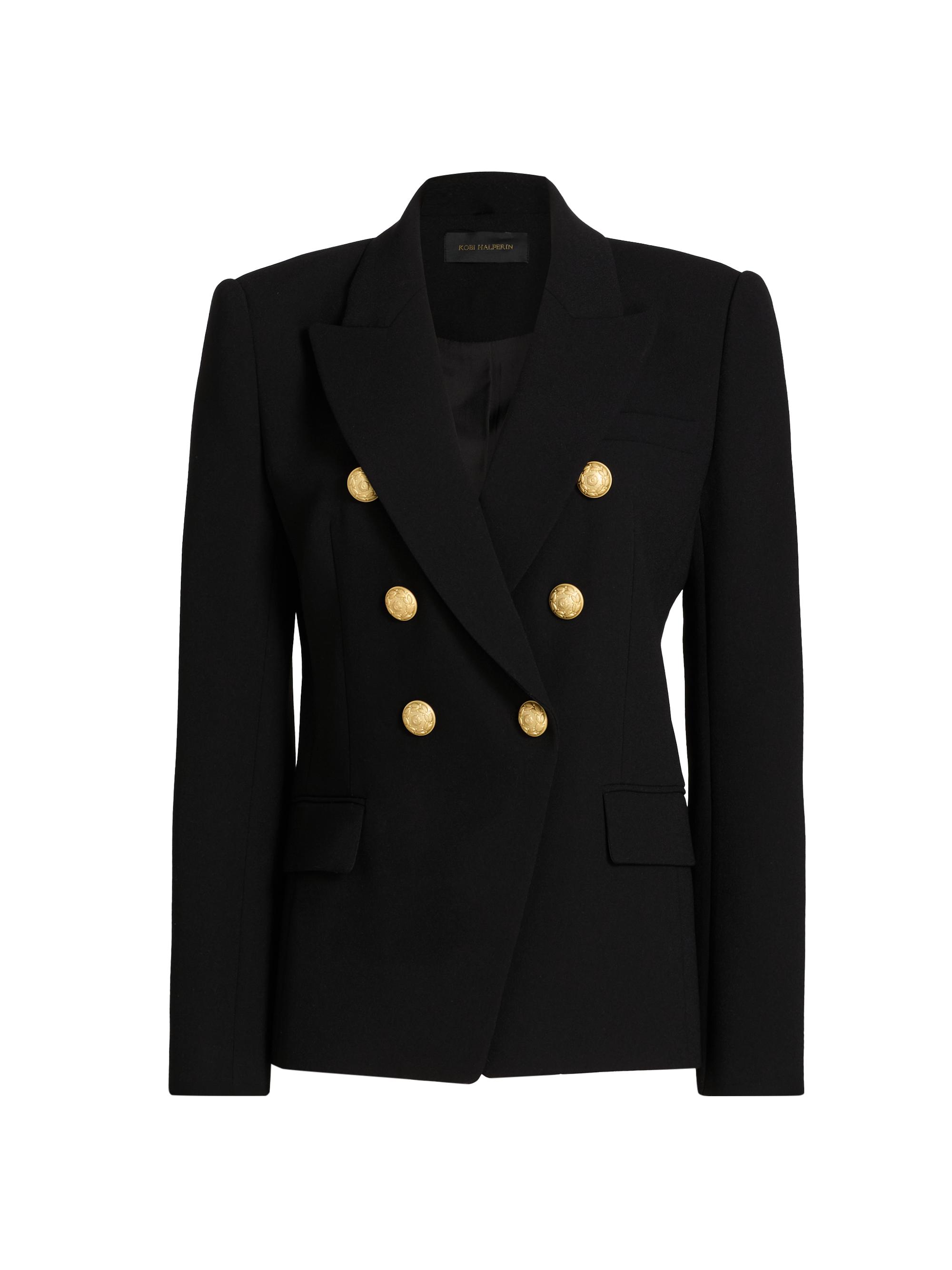 Kobi Halperin Women's West Crepe Double-Breasted Blazer - Black