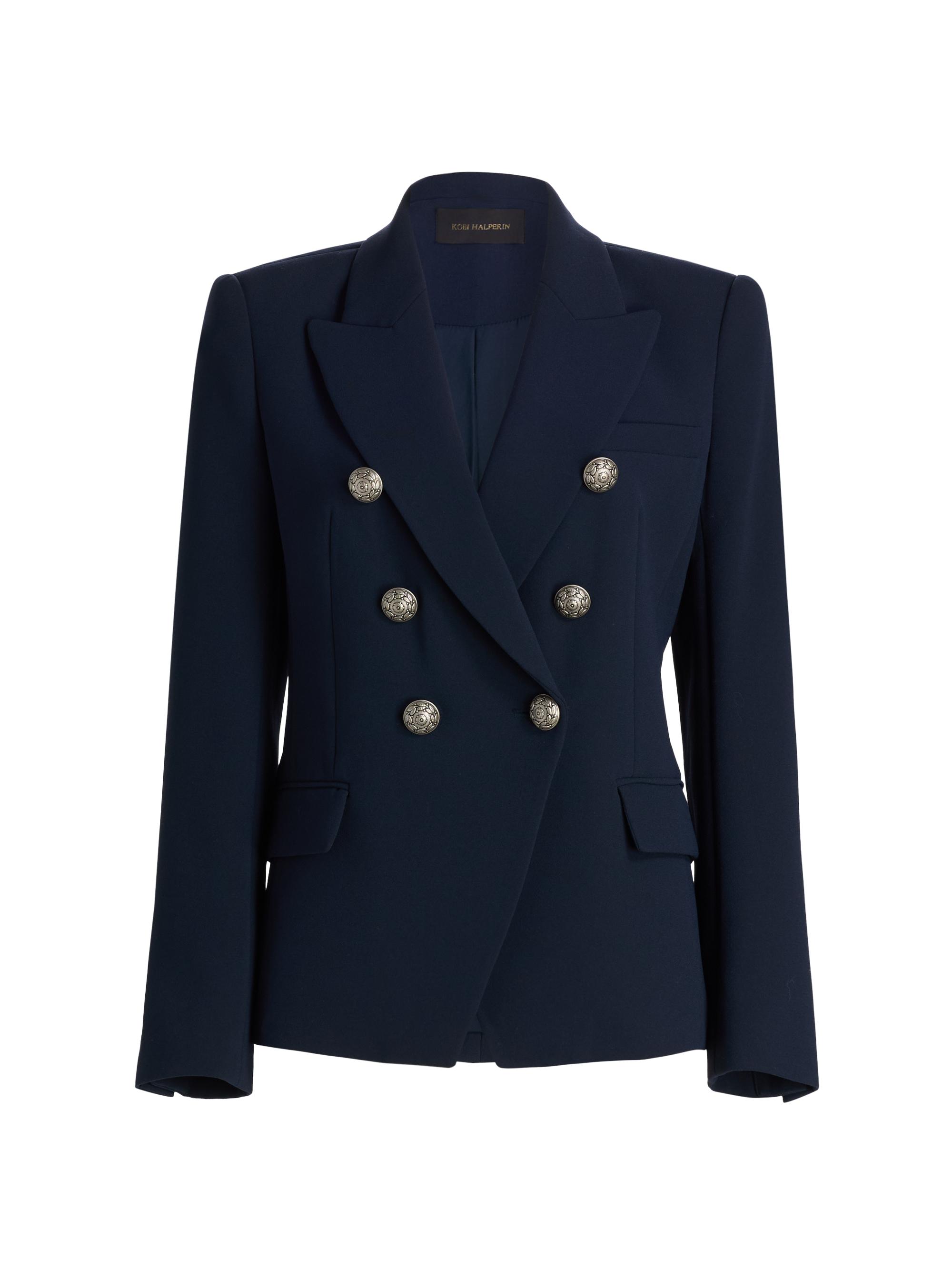 Kobi Halperin Women's West Crepe Double-Breasted Blazer - Navy