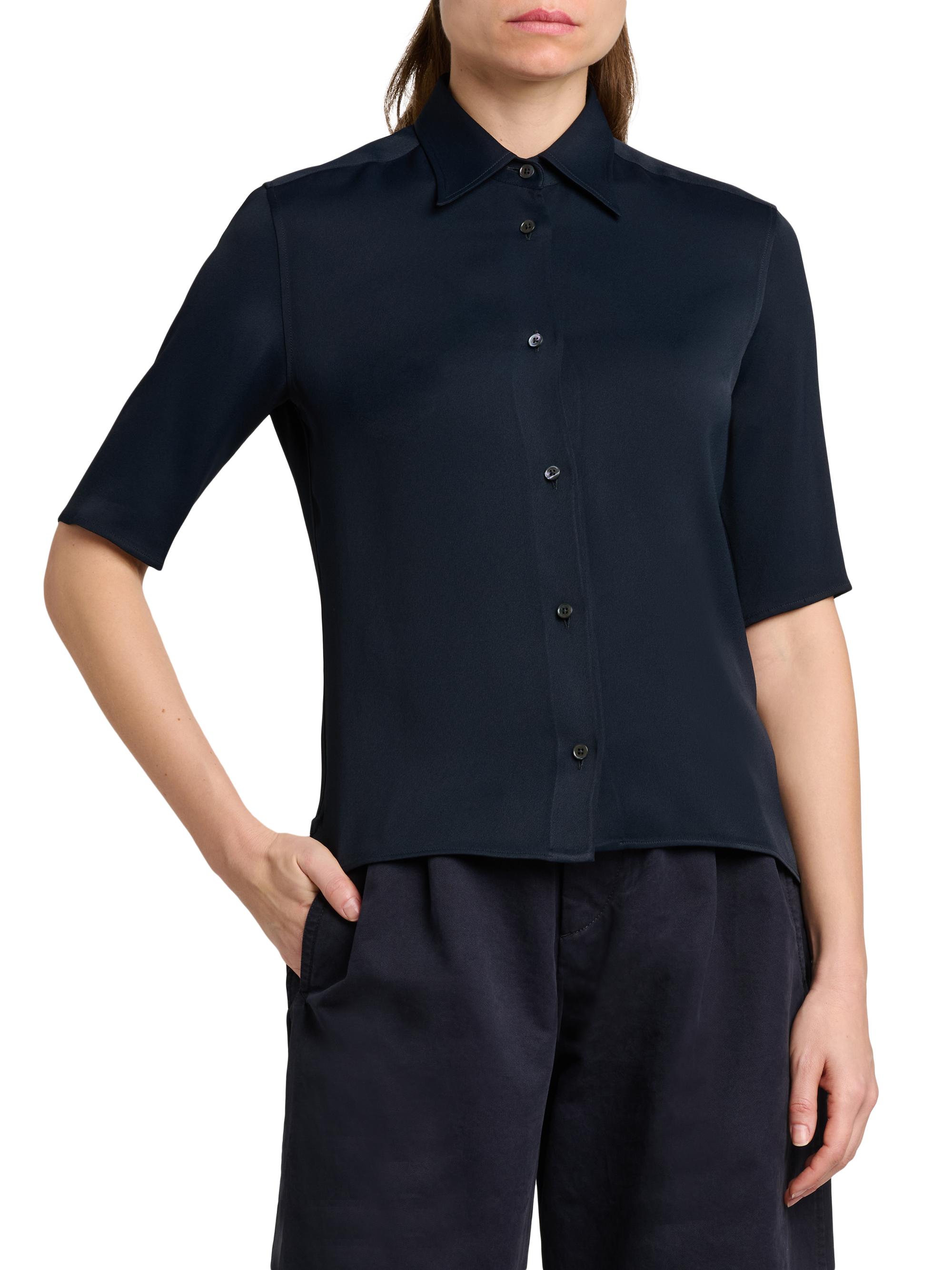 Jil Sander Women's Sable Short-Sleeve Shirt - Midnight | Thumbnail 3