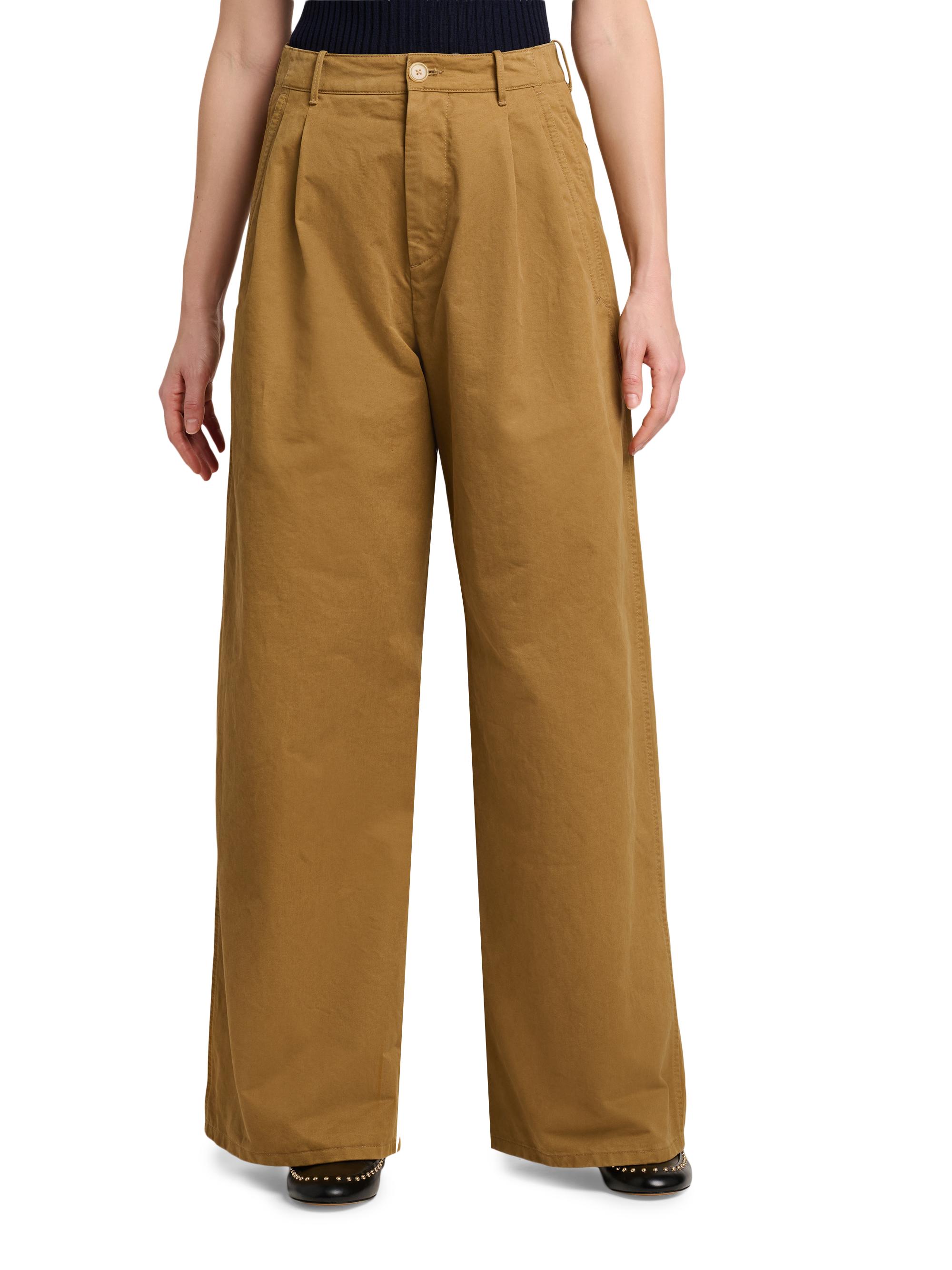 Jil Sander Women's Cotton Crease-Front Wide-Leg Trousers - Meadow | Thumbnail 3