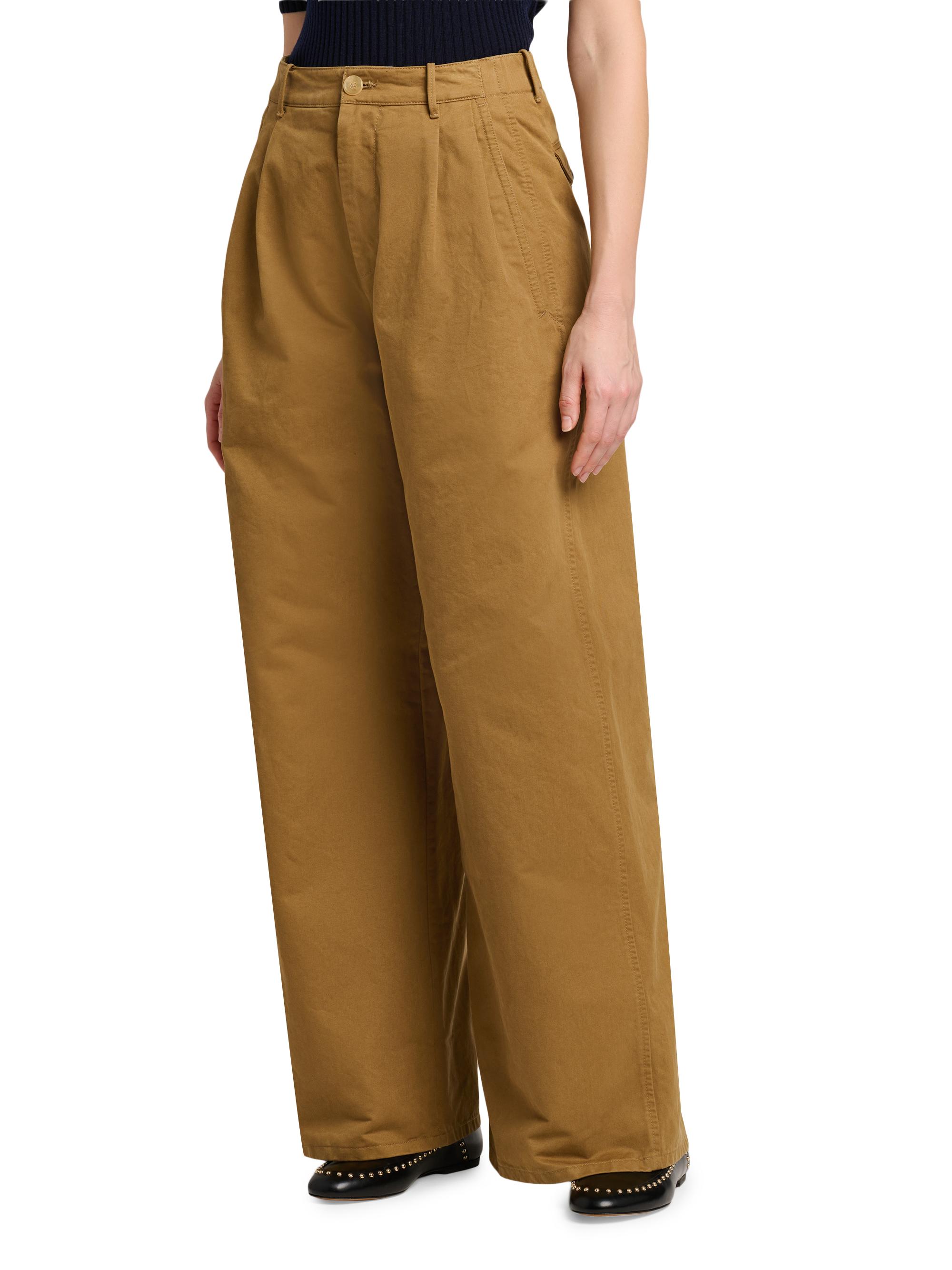 Jil Sander Women's Cotton Crease-Front Wide-Leg Trousers - Meadow | Thumbnail 4