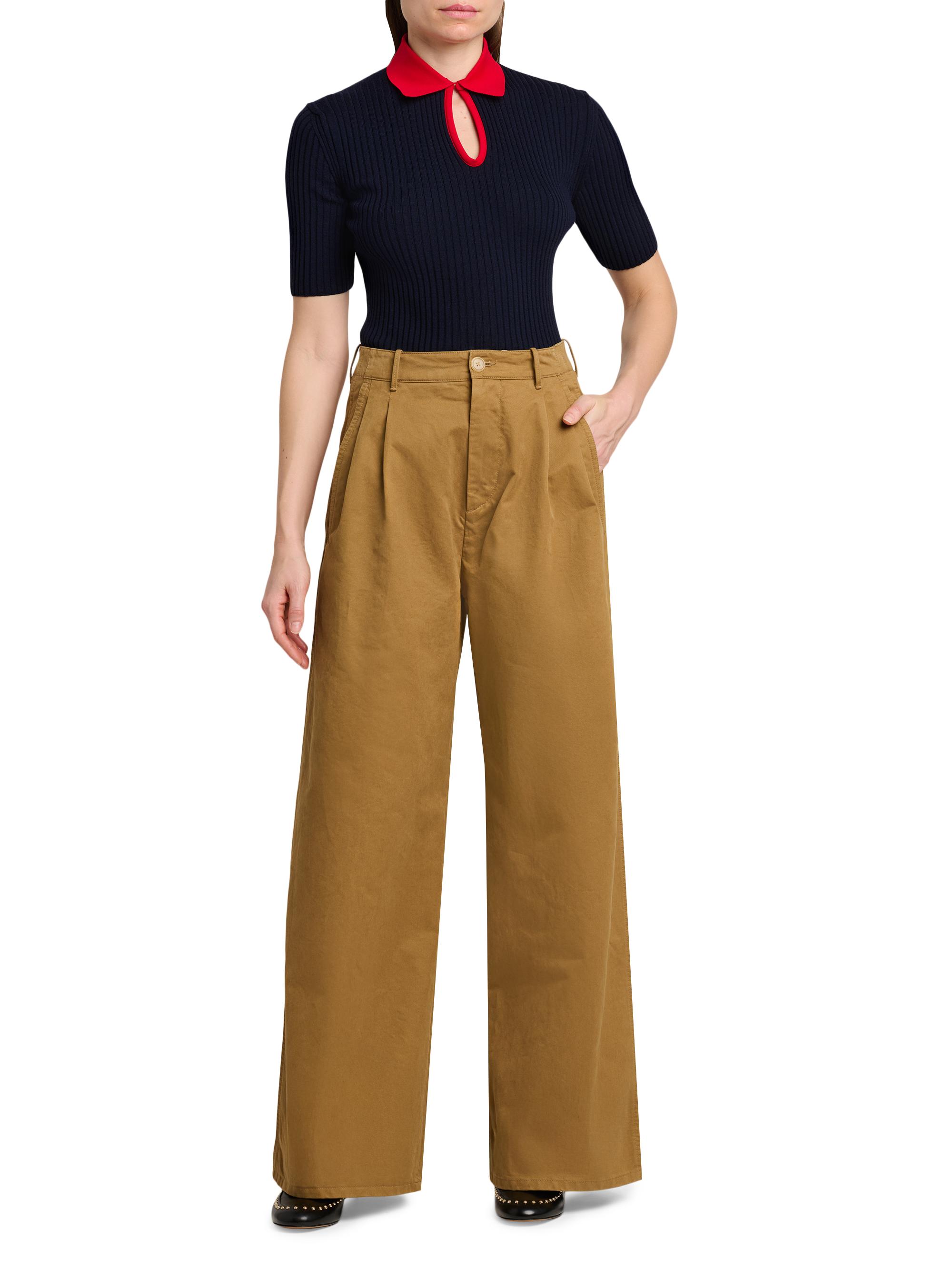 Jil Sander Women's Cotton Crease-Front Wide-Leg Trousers - Meadow | Thumbnail 2