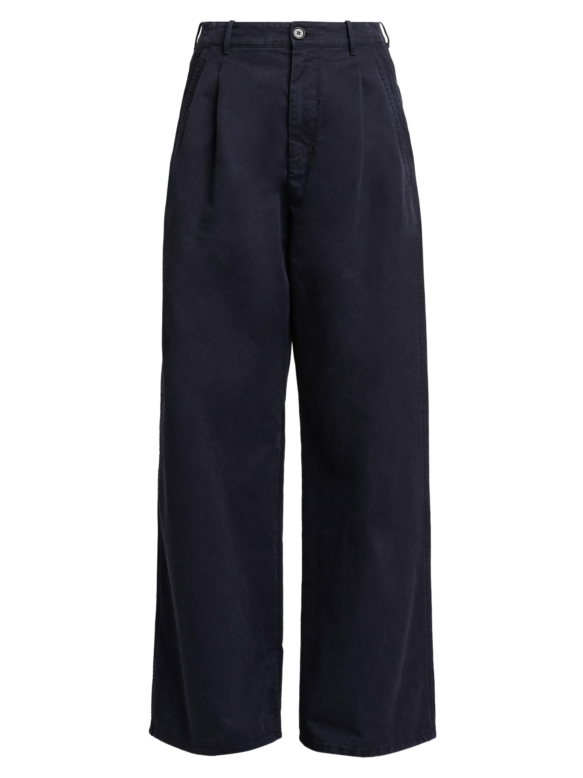 Jil Sander Women's Cotton Crease-Front Wide-Leg Trousers - Midnight