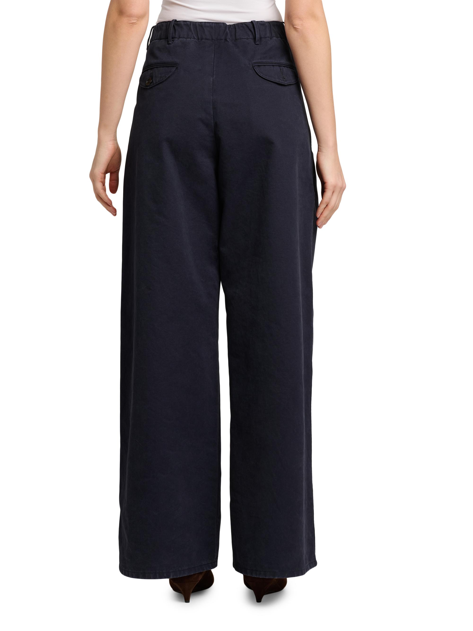 Jil Sander Women's Cotton Crease-Front Wide-Leg Trousers - Midnight | Thumbnail 5