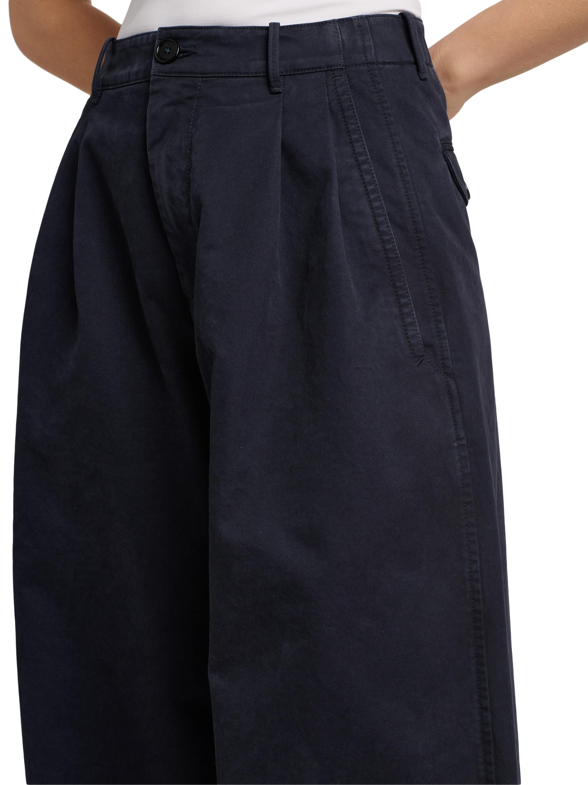 Jil Sander Women's Cotton Crease-Front Wide-Leg Trousers - Midnight | Thumbnail 6