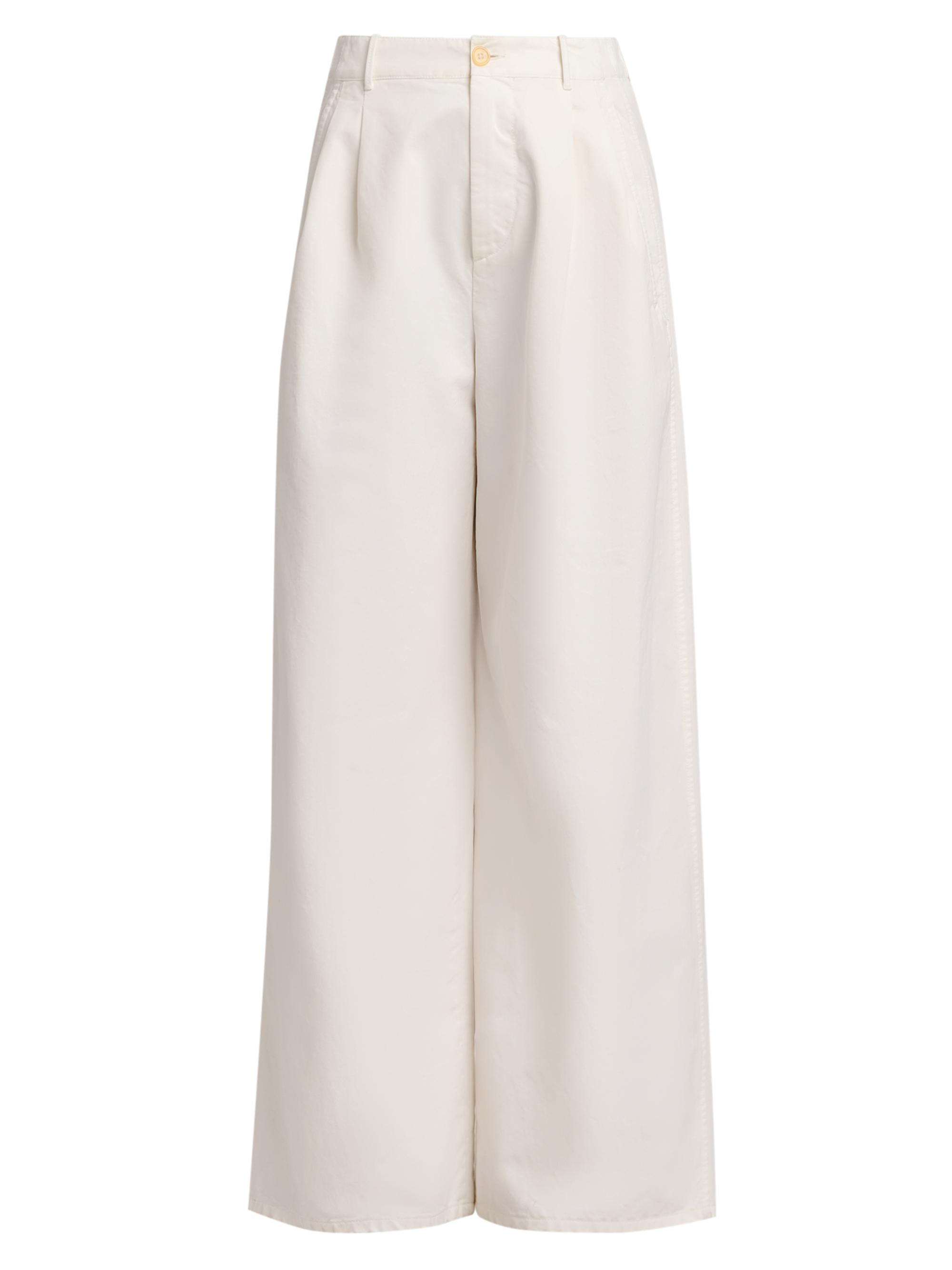 Jil Sander Women's Cotton Crease-Front Wide-Leg Trousers - Optic White