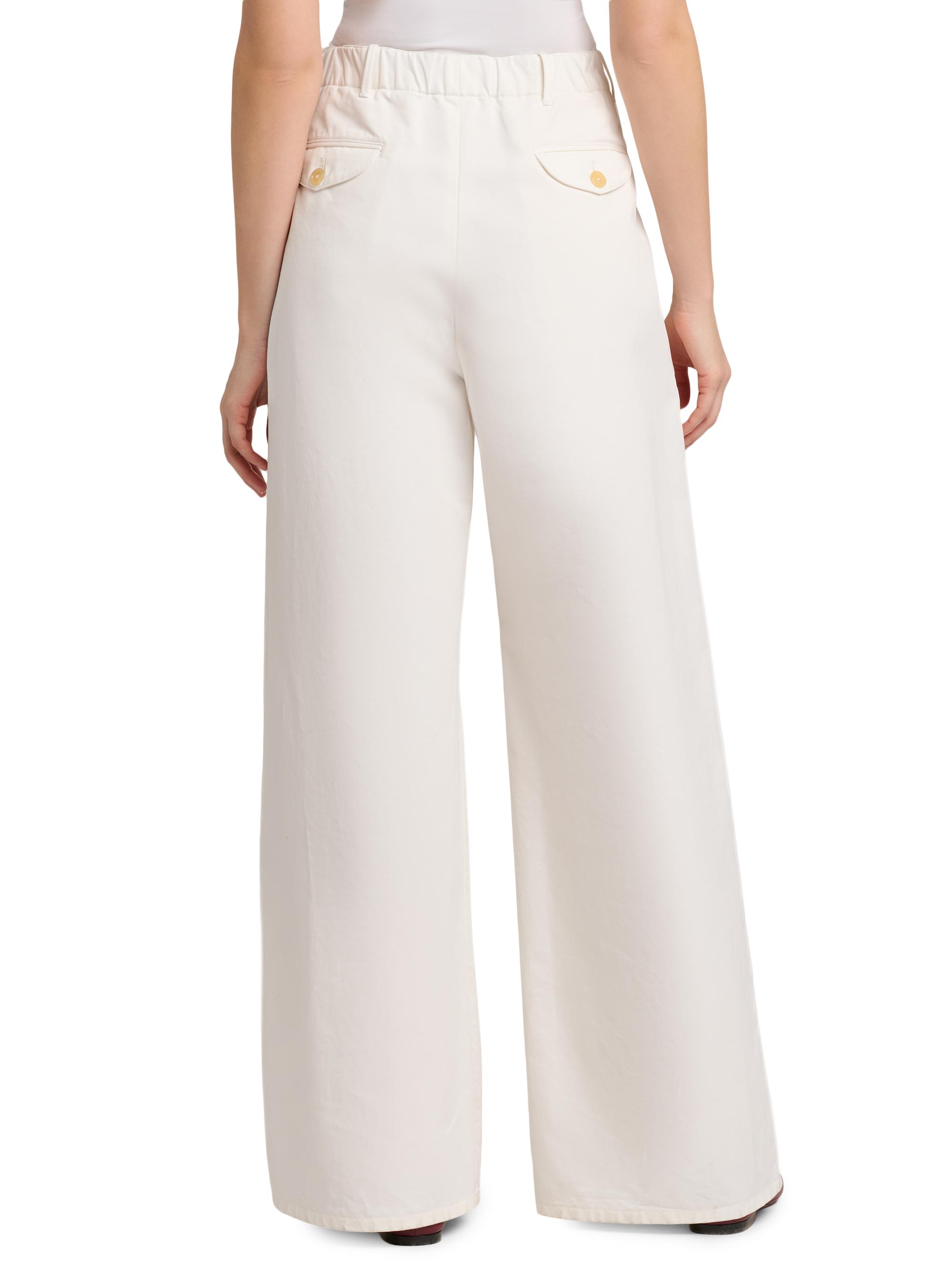 Jil Sander Women's Cotton Crease-Front Wide-Leg Trousers - Optic White | Thumbnail 5