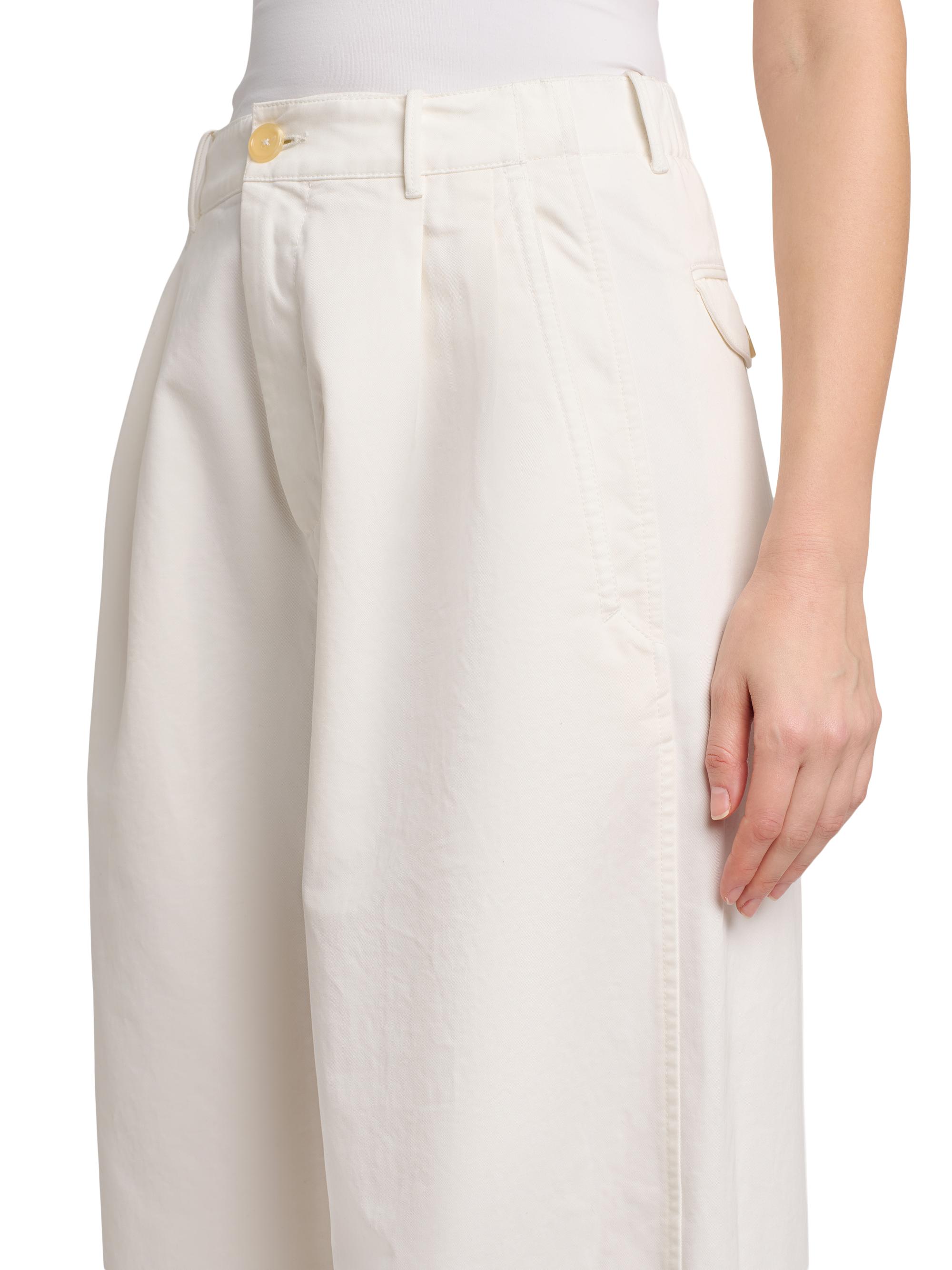 Jil Sander Women's Cotton Crease-Front Wide-Leg Trousers - Optic White | Thumbnail 6