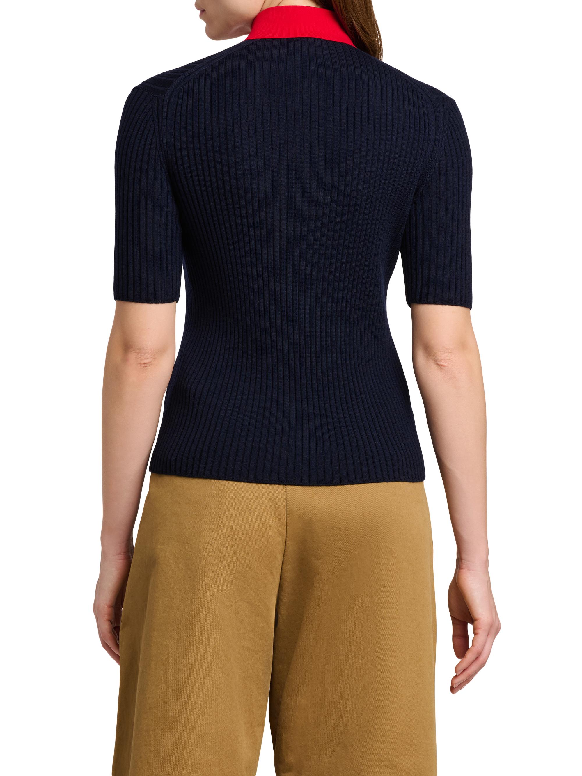Jil Sander Women's Rib-Knit Wool Polo Shirt - Pencil Blue | Thumbnail 5