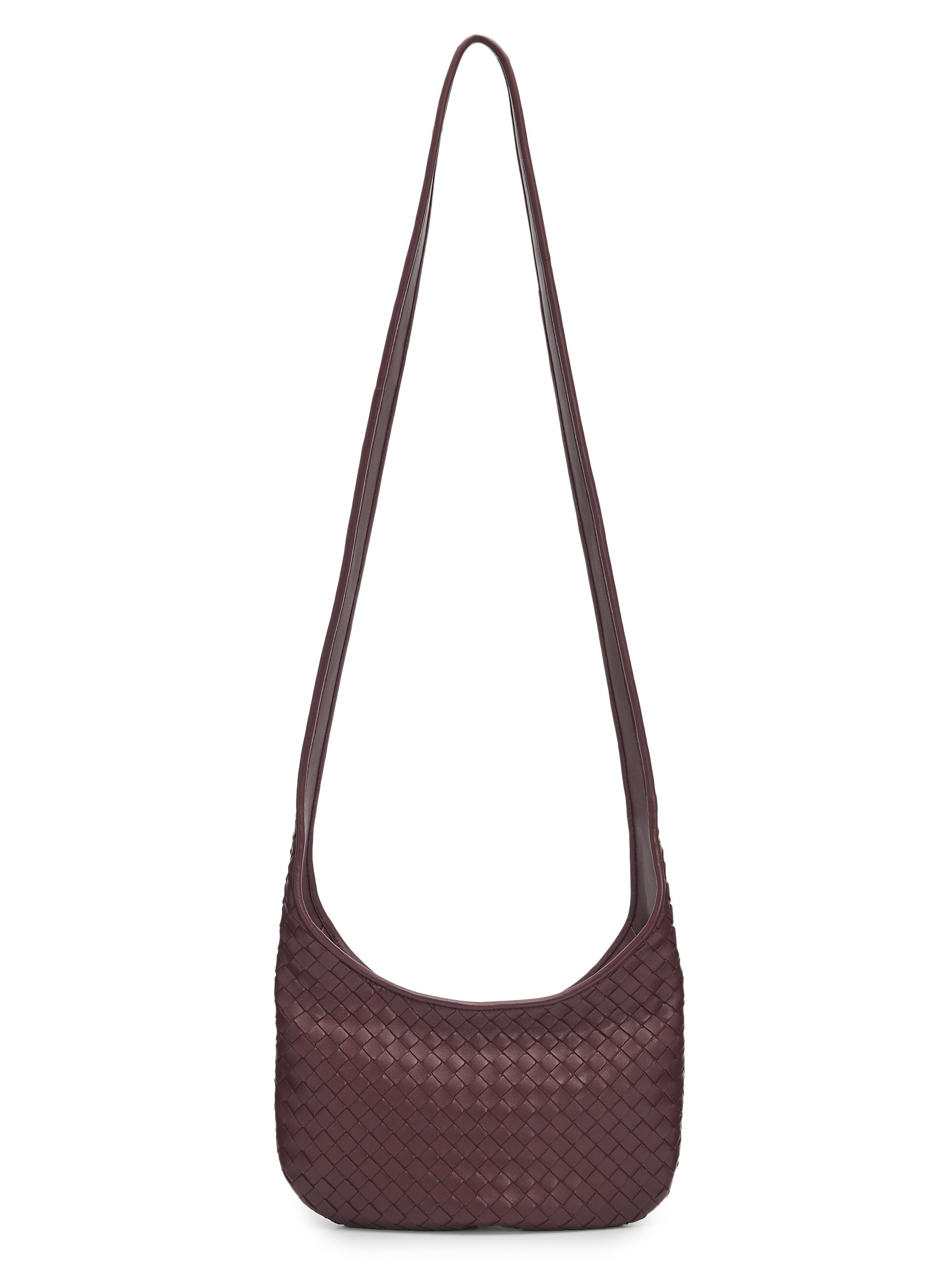 Bottega Veneta Men's Veneto  Intrecciato Leather Crossbody Bag - Deep Mahogany Silver