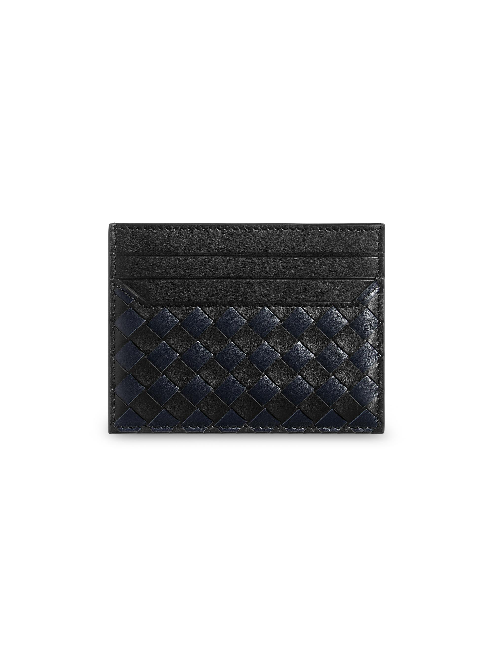 Bottega Veneta Men's Bicolor Intrecciato Piccolo Leather Card Case - Midnight