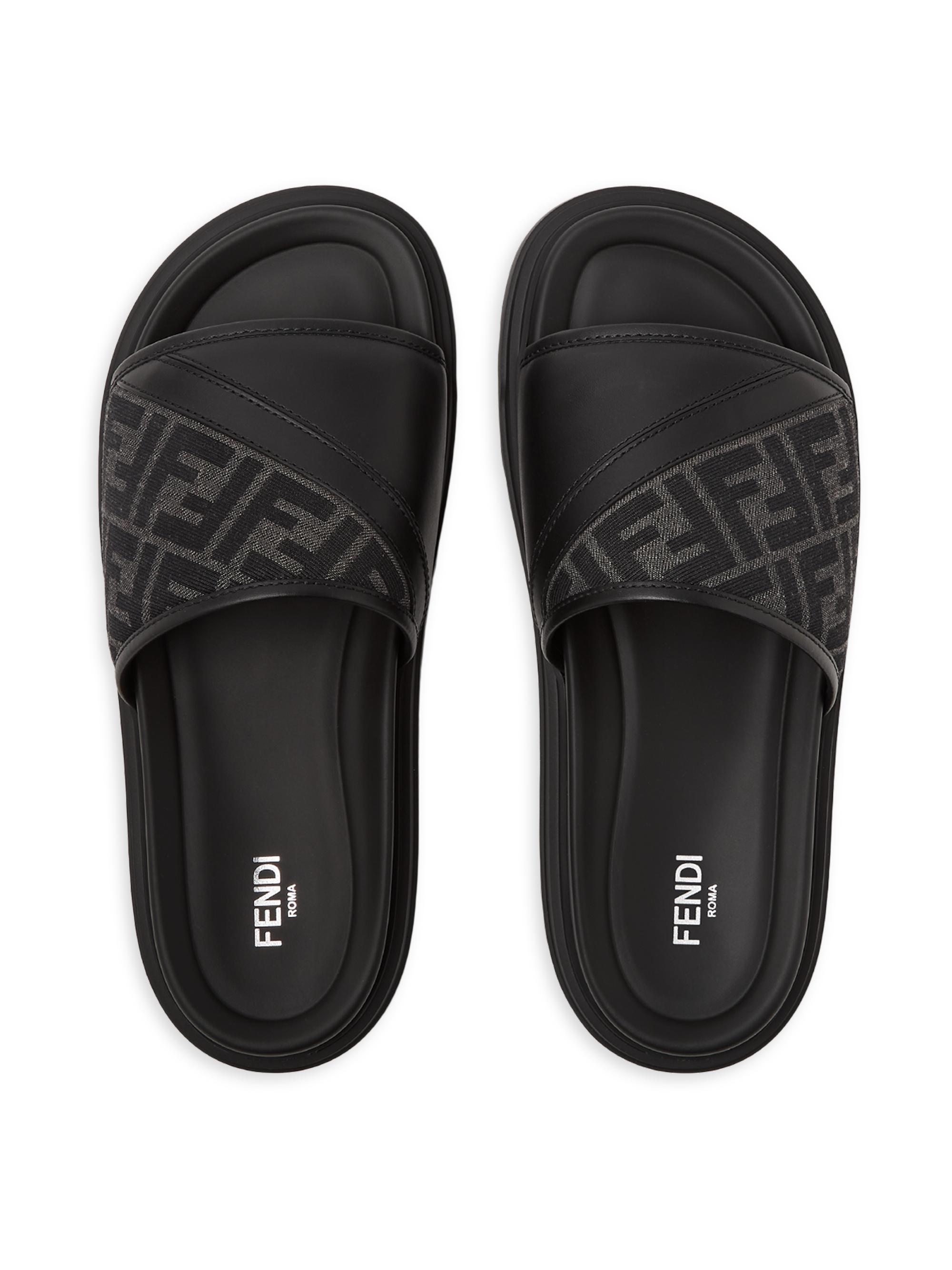 Fendi FF Jacquard Diagonal Slide Sandals | Saks Fifth Avenue