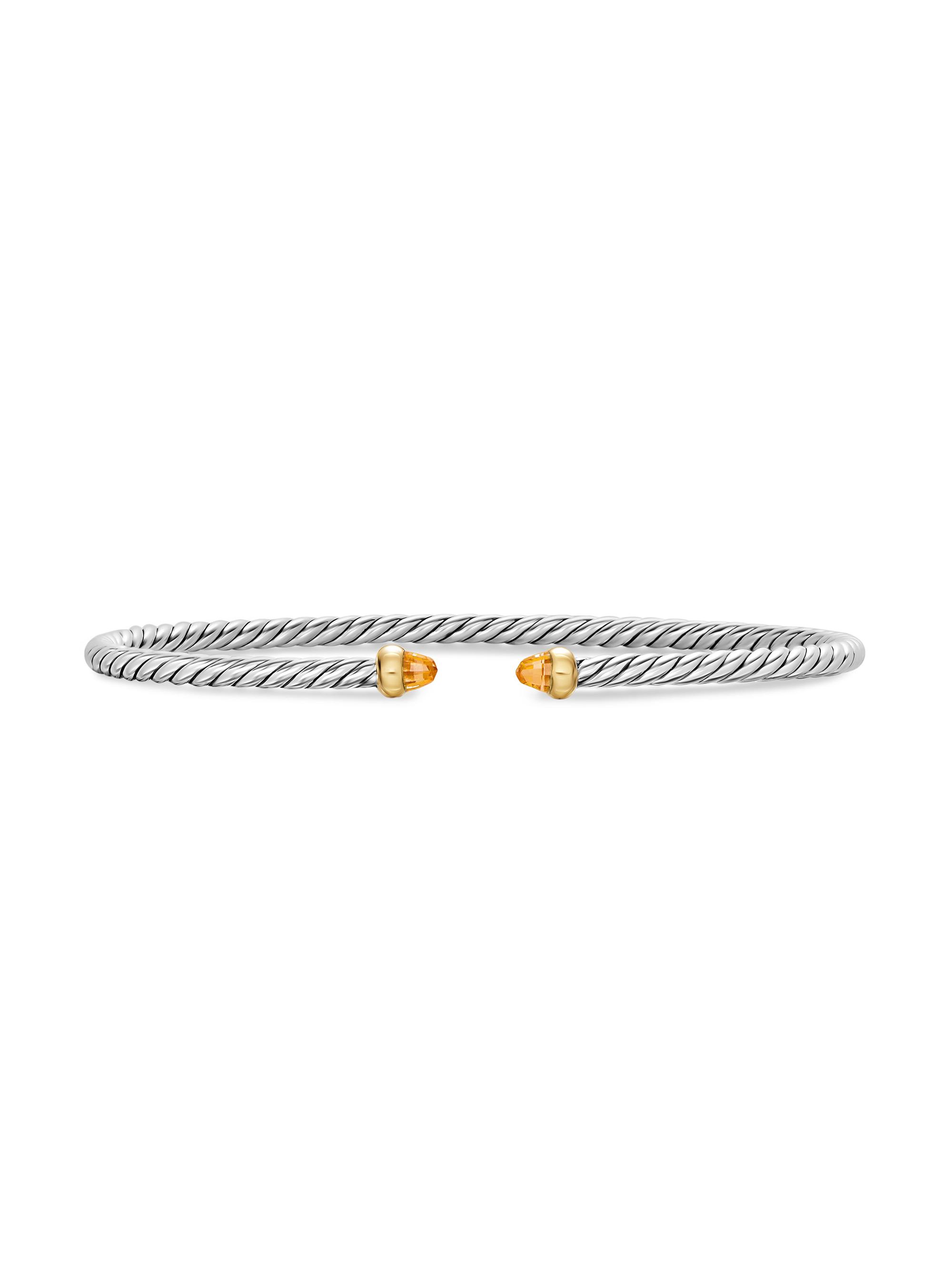 David Yurman Women's Micro Cable Flex Bracelet in Sterling Silver - Citrine