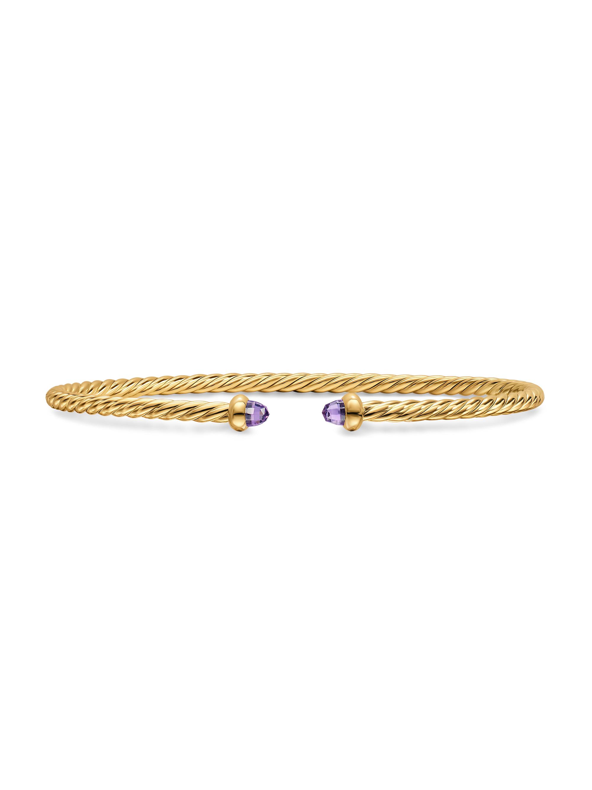 David Yurman Women's Micro Cablespira Flex Bracelet in 18K Yellow Gold - Amethyst