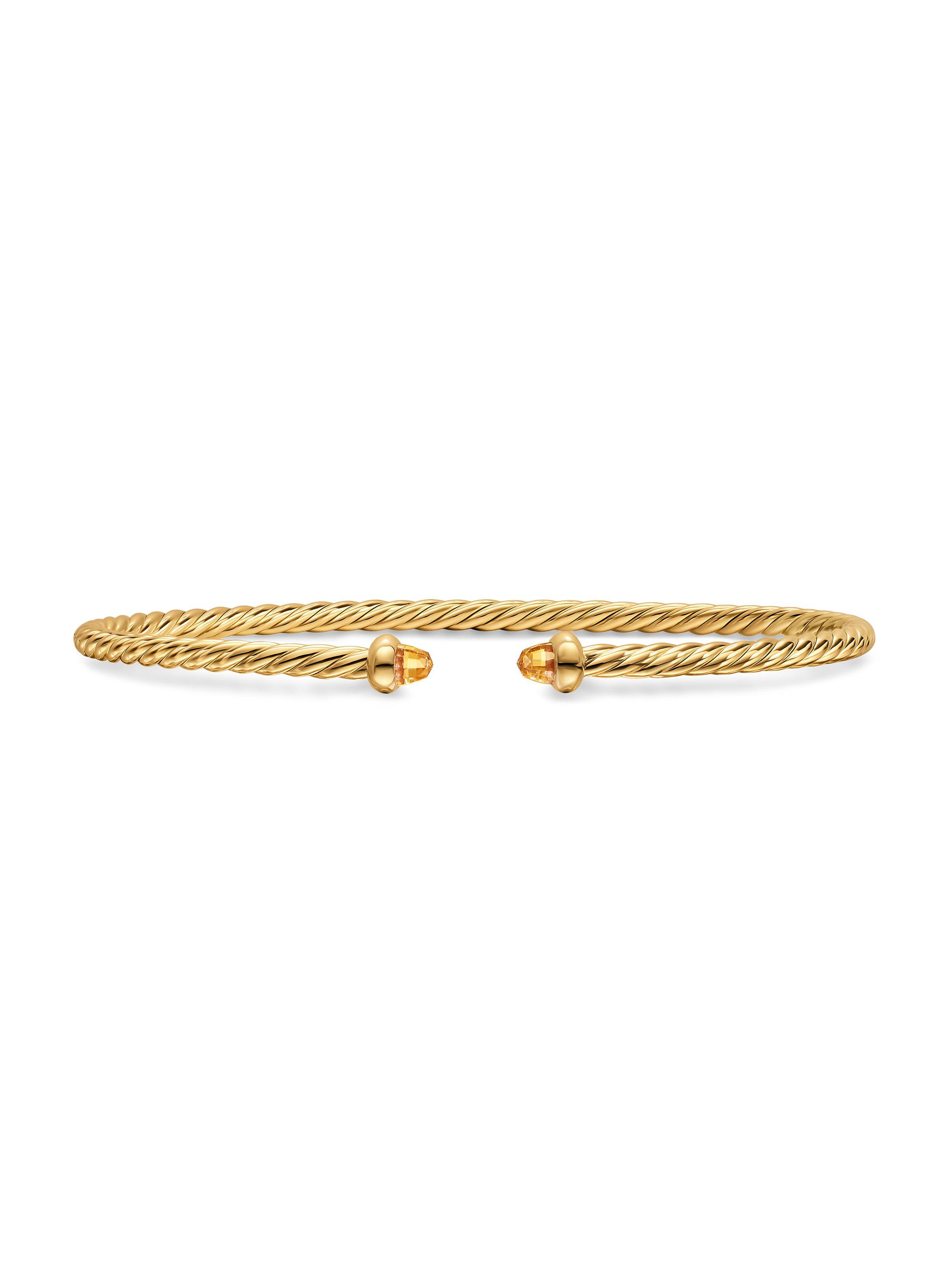 David Yurman Women's Micro Cablespira Flex Bracelet in 18K Yellow Gold - Citrine