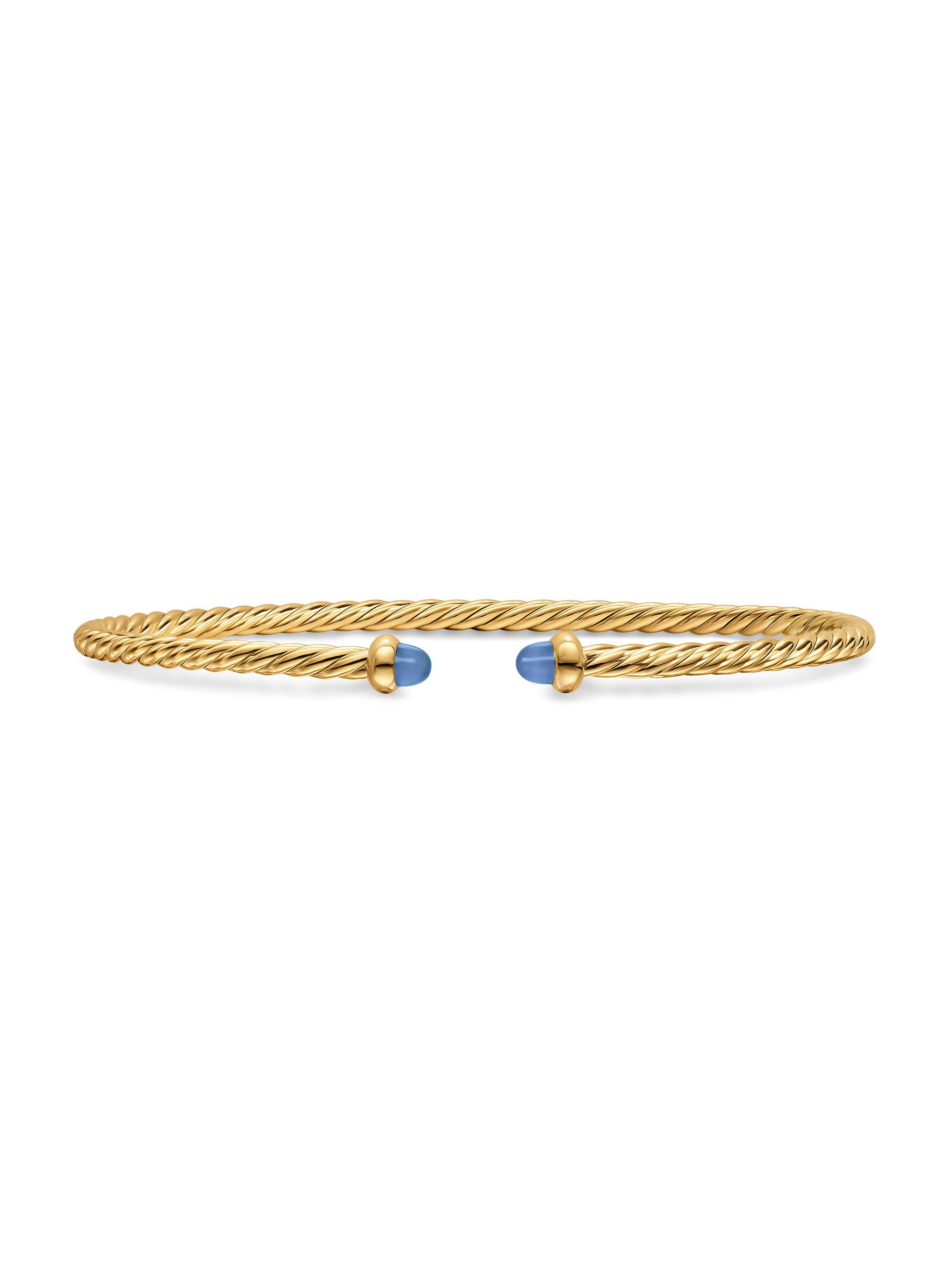 David Yurman Women's Micro Cablespira Flex Bracelet in 18K Yellow Gold - Light Blue Sapphire