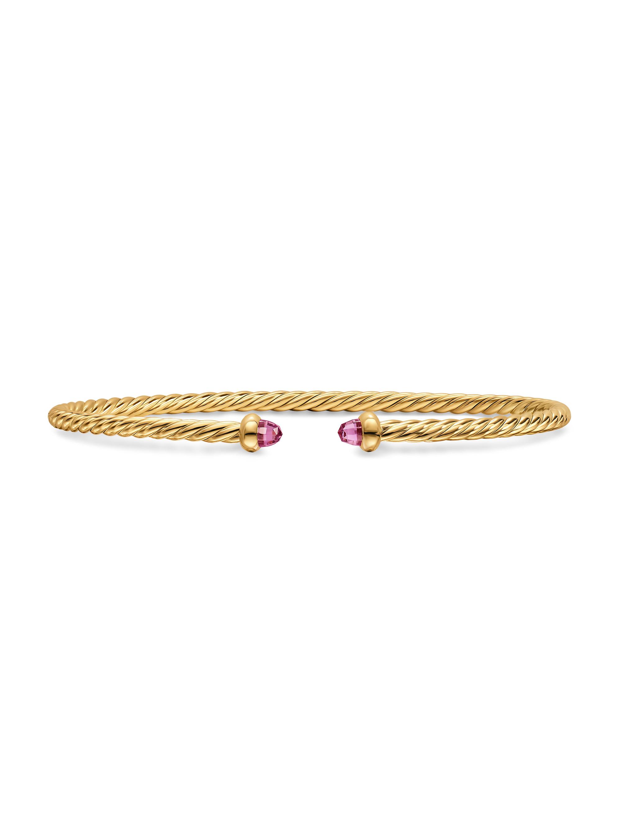 David Yurman Women's Micro Cablespira Flex Bracelet in 18K Yellow Gold - Pink Tourmaline