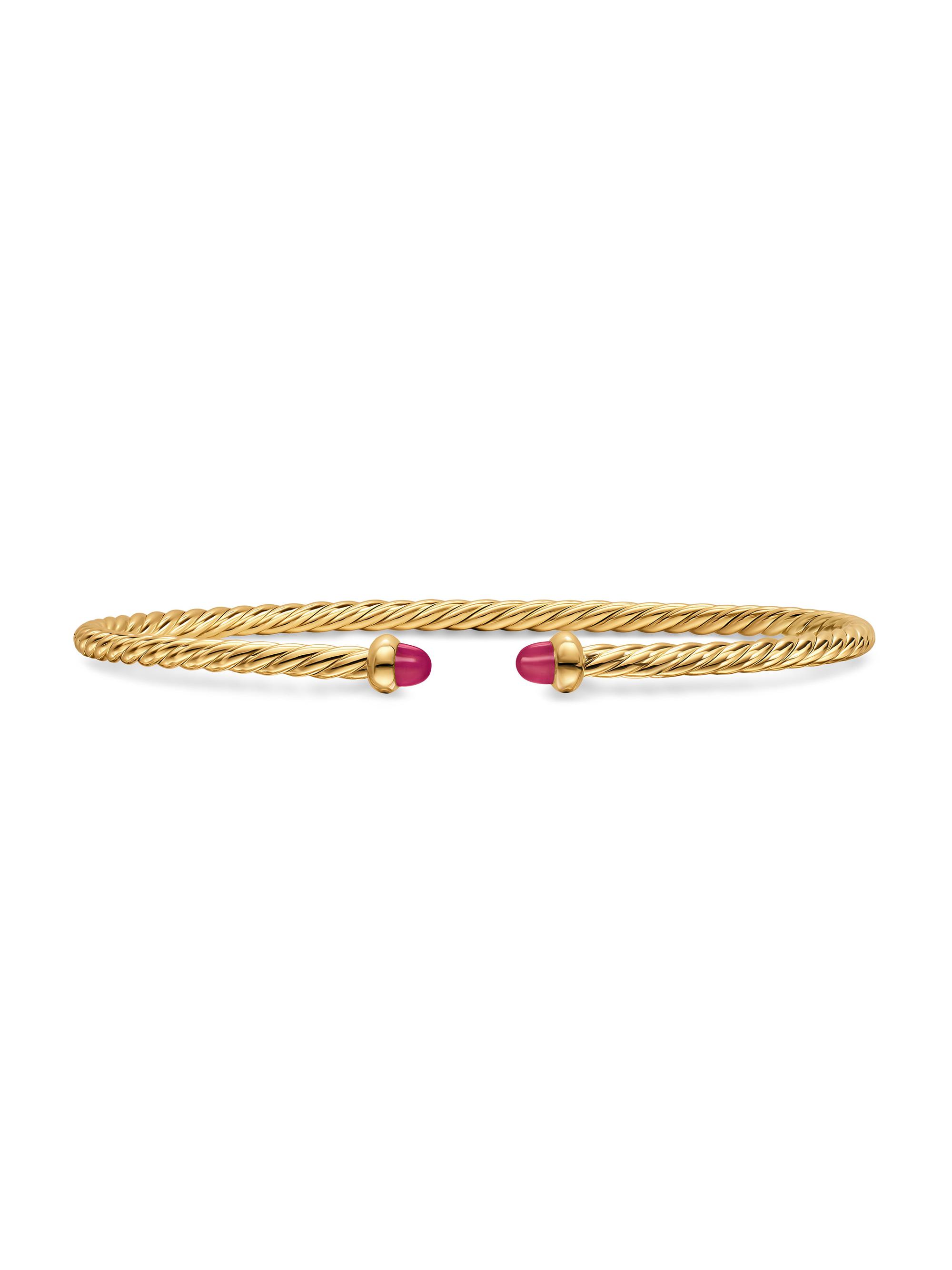 David Yurman Women's Micro Cablespira Flex Bracelet in 18K Yellow Gold - Ruby