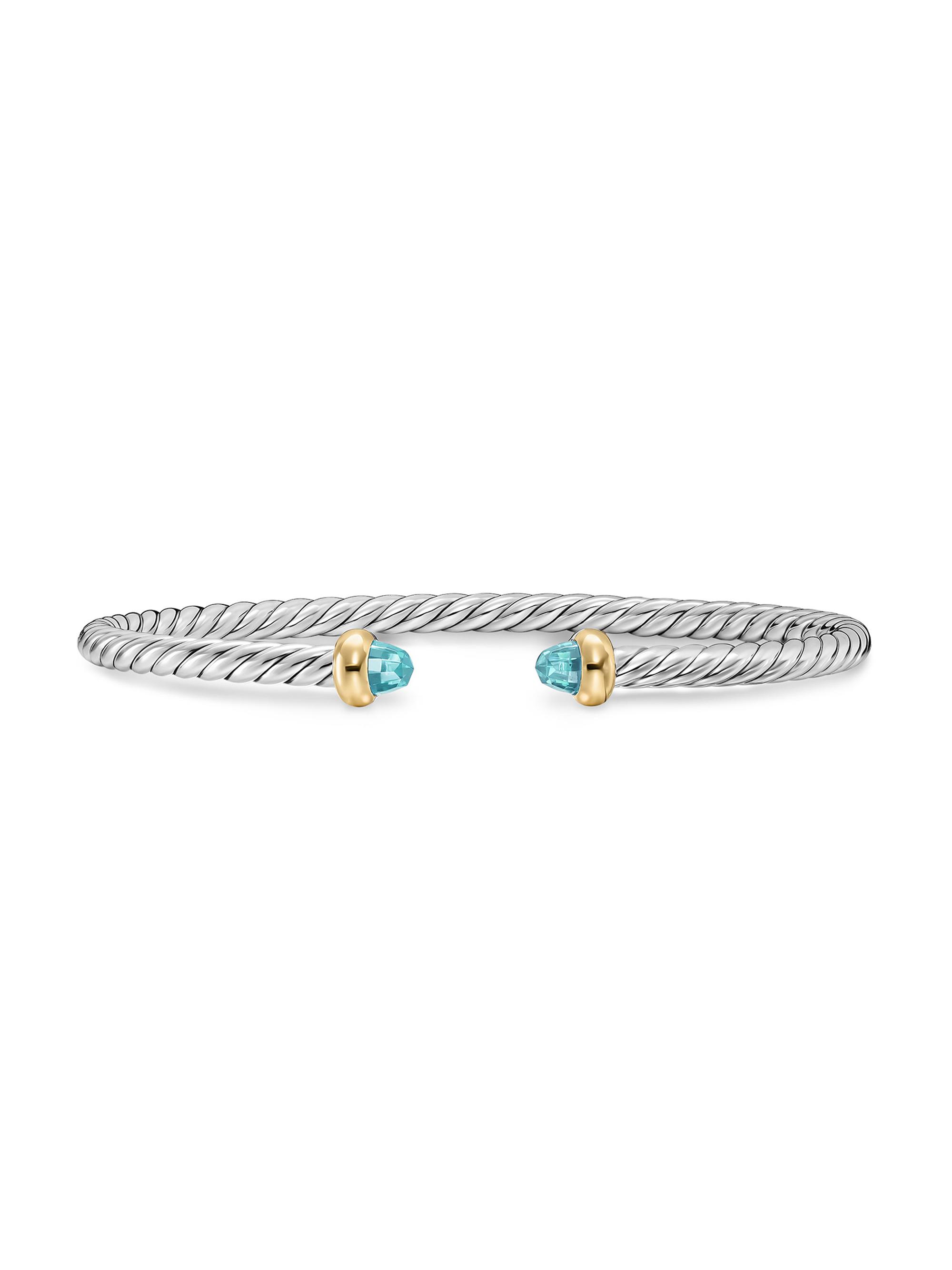 David Yurman Women's Micro Cable Flex Teen Bracelet in Sterling Silver - Aquamarine