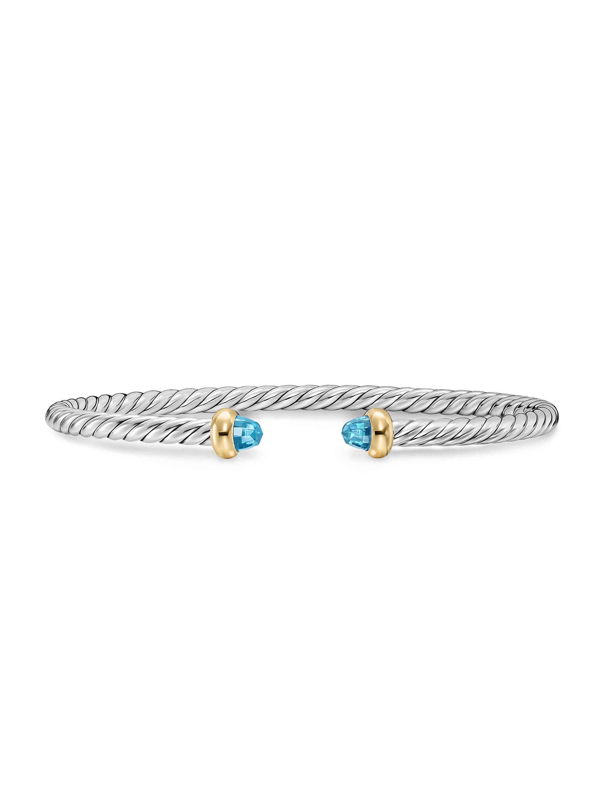 David Yurman Women's Micro Cable Flex Teen Bracelet in Sterling Silver - Blue Topaz