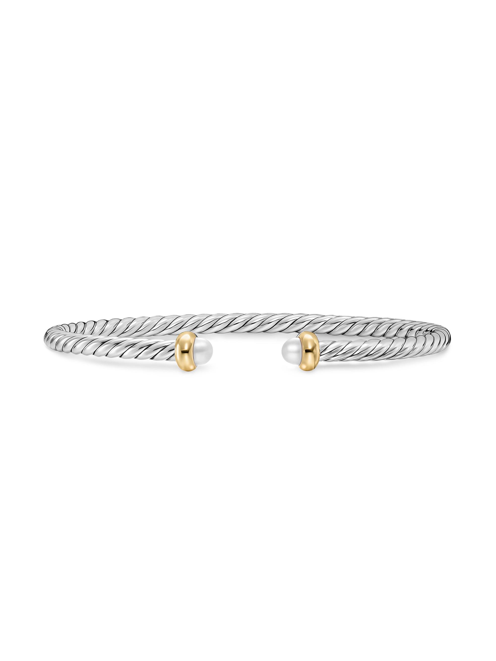David Yurman Women's Micro Cable Flex Teen Bracelet in Sterling Silver - Pearl