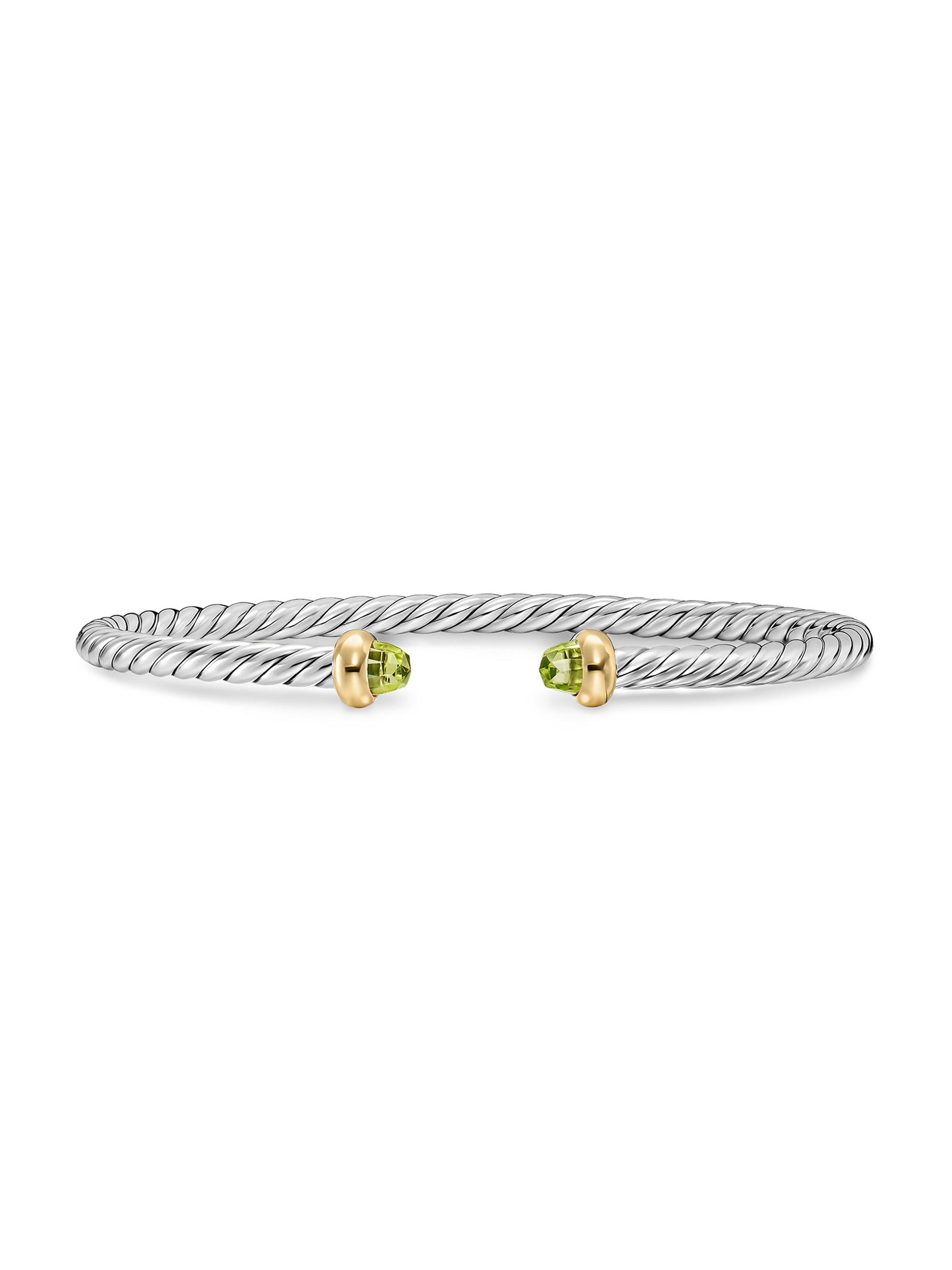 David Yurman Women's Micro Cable Flex Teen Bracelet in Sterling Silver - Peridot