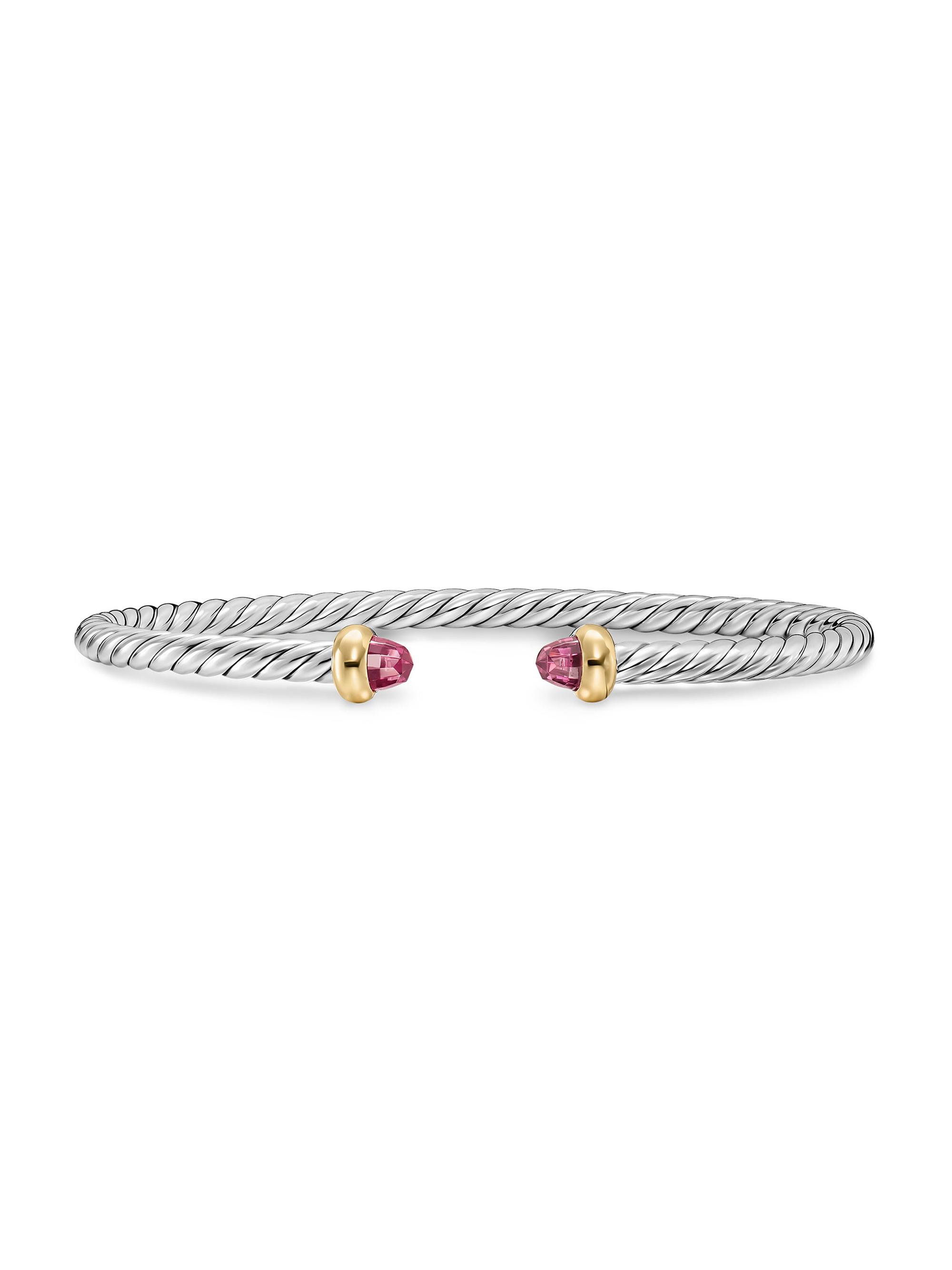 David Yurman Women's Micro Cable Flex Teen Bracelet in Sterling Silver - Pink Tourmaline